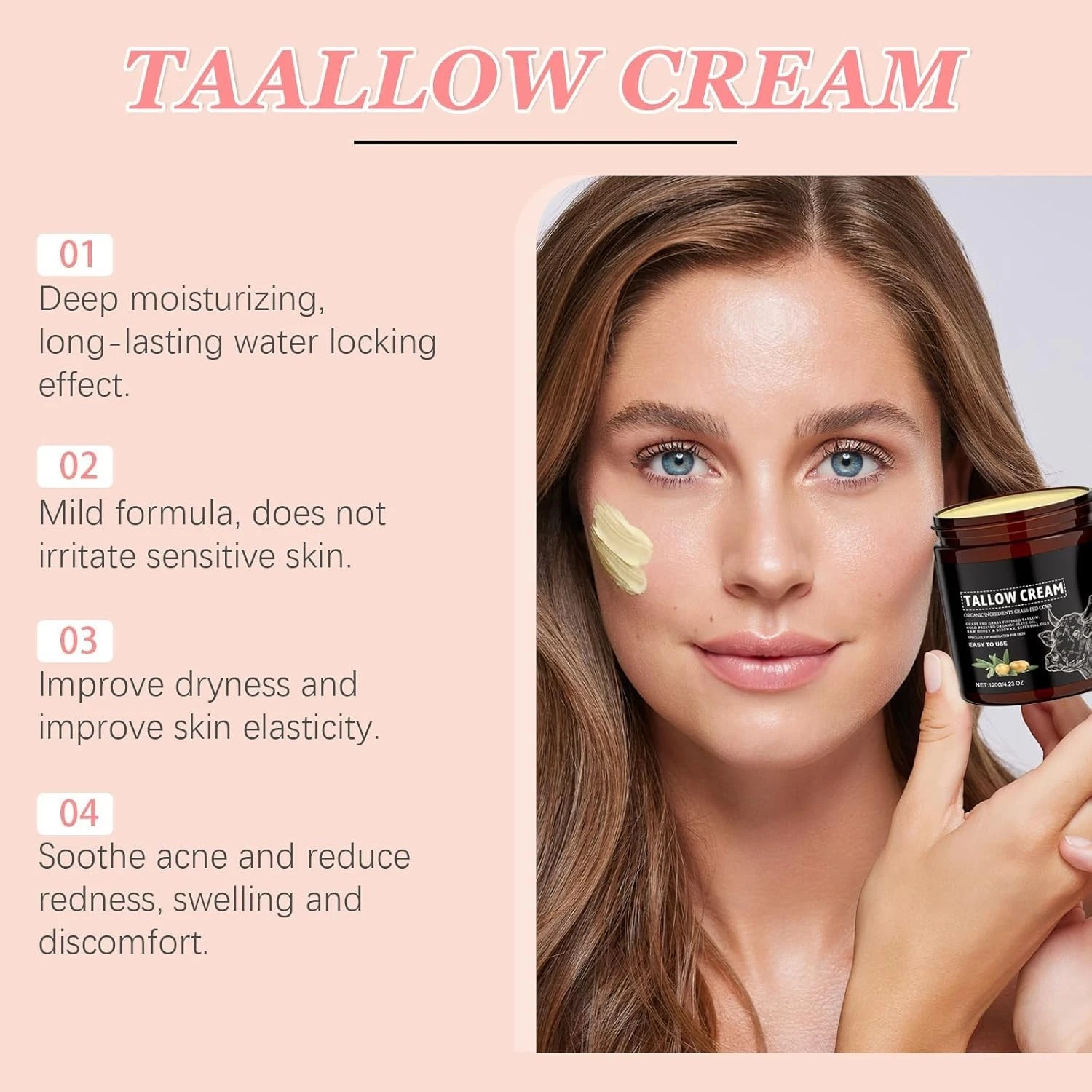 Whipped Beef Tallow Skin Care Cream 120g Natural Beef Tallow & Honey Moisturiser thumbnail 6