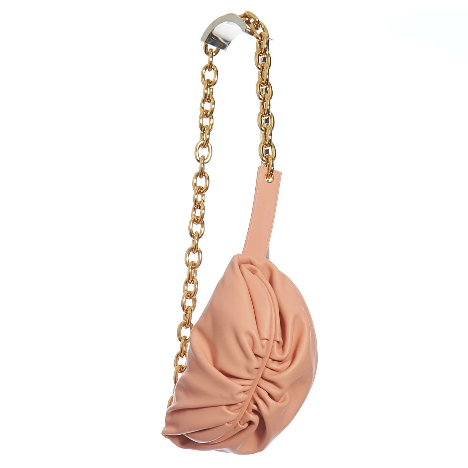 BOTTEGA VENETA 2160$ Peach Leather 'The Belt' Pouch - Chunky Chain Strap thumbnail 5