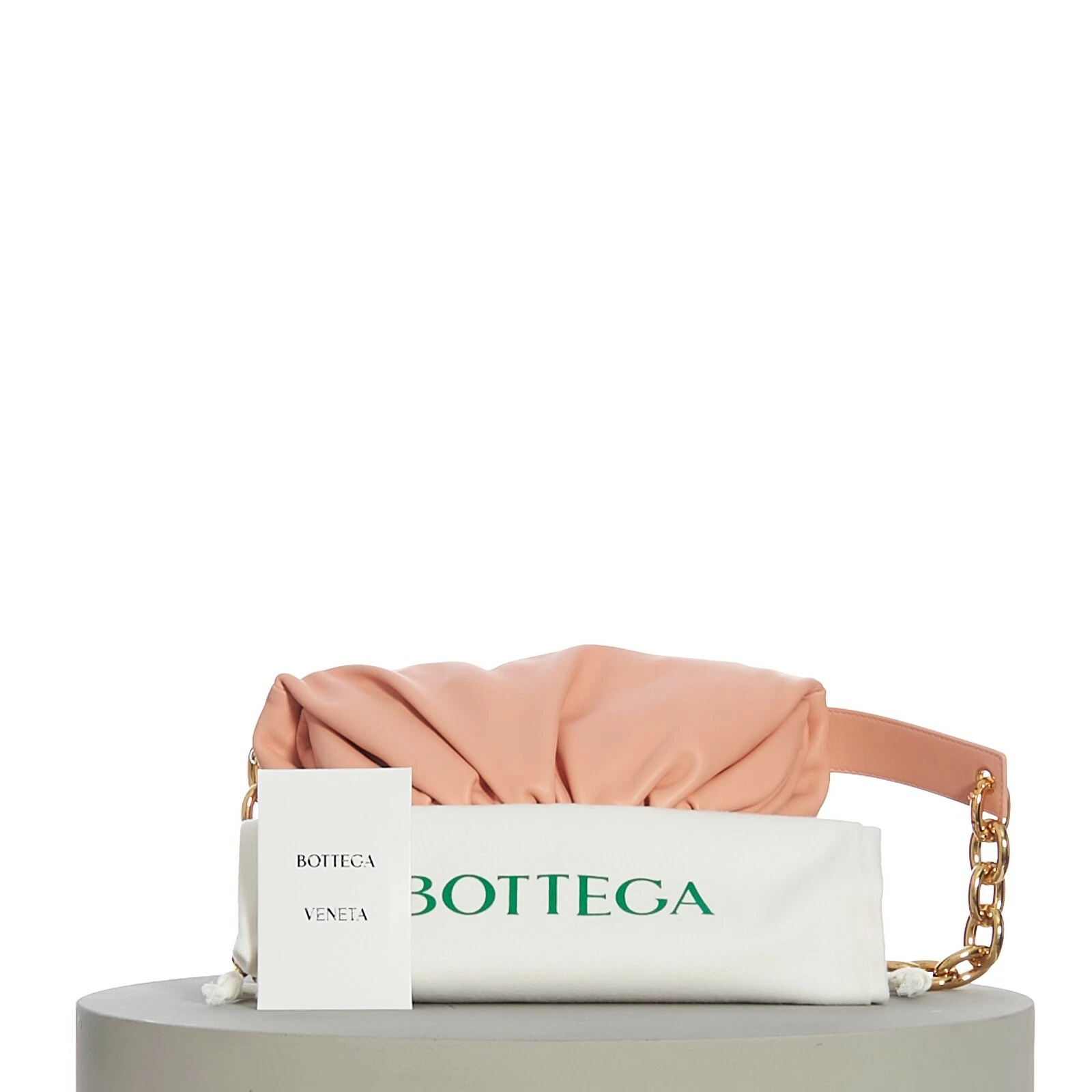 BOTTEGA VENETA 2160$ Peach Leather 'The Belt' Pouch - Chunky Chain Strap thumbnail 6