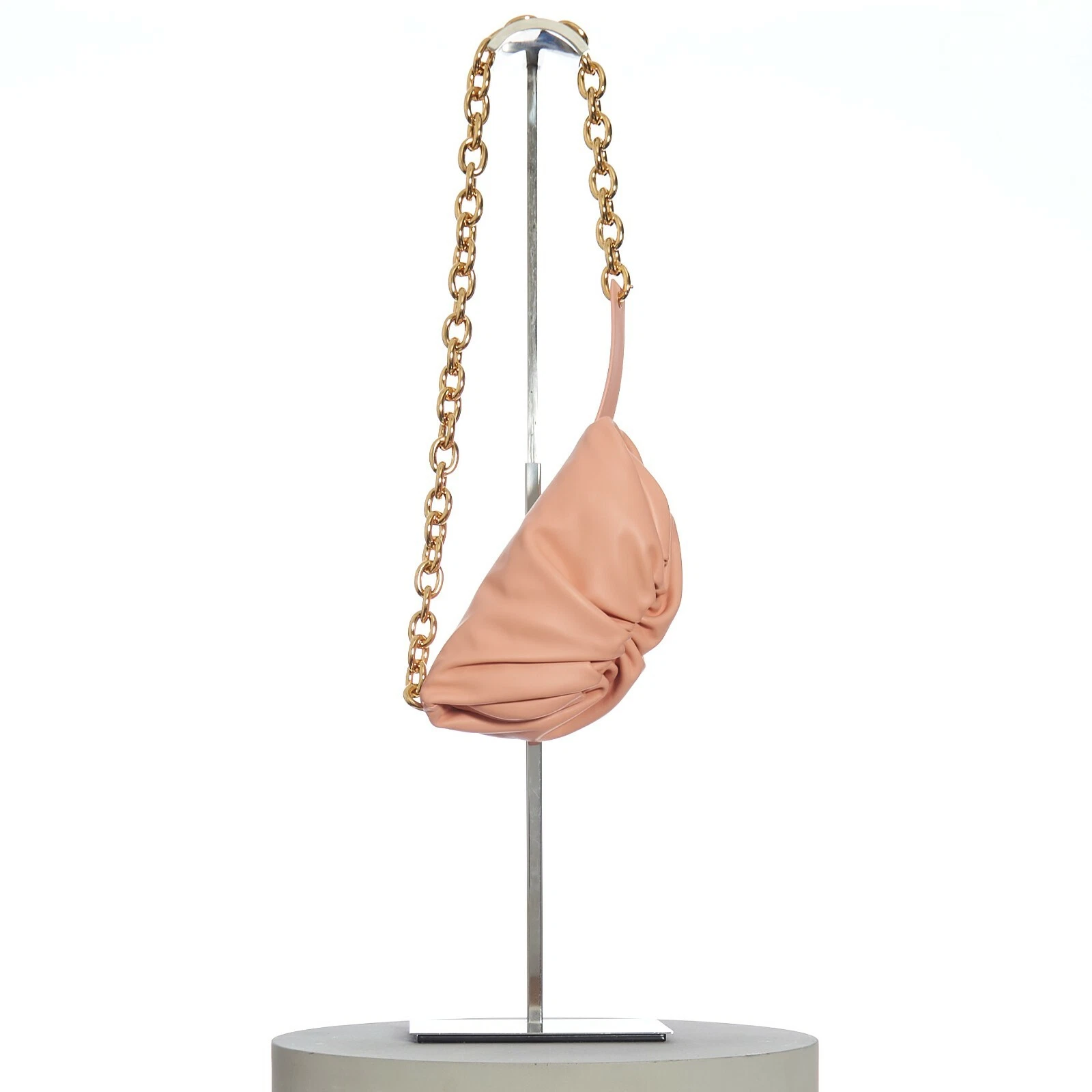 BOTTEGA VENETA 2160$ Peach Leather 'The Belt' Pouch - Chunky Chain Strap thumbnail 7