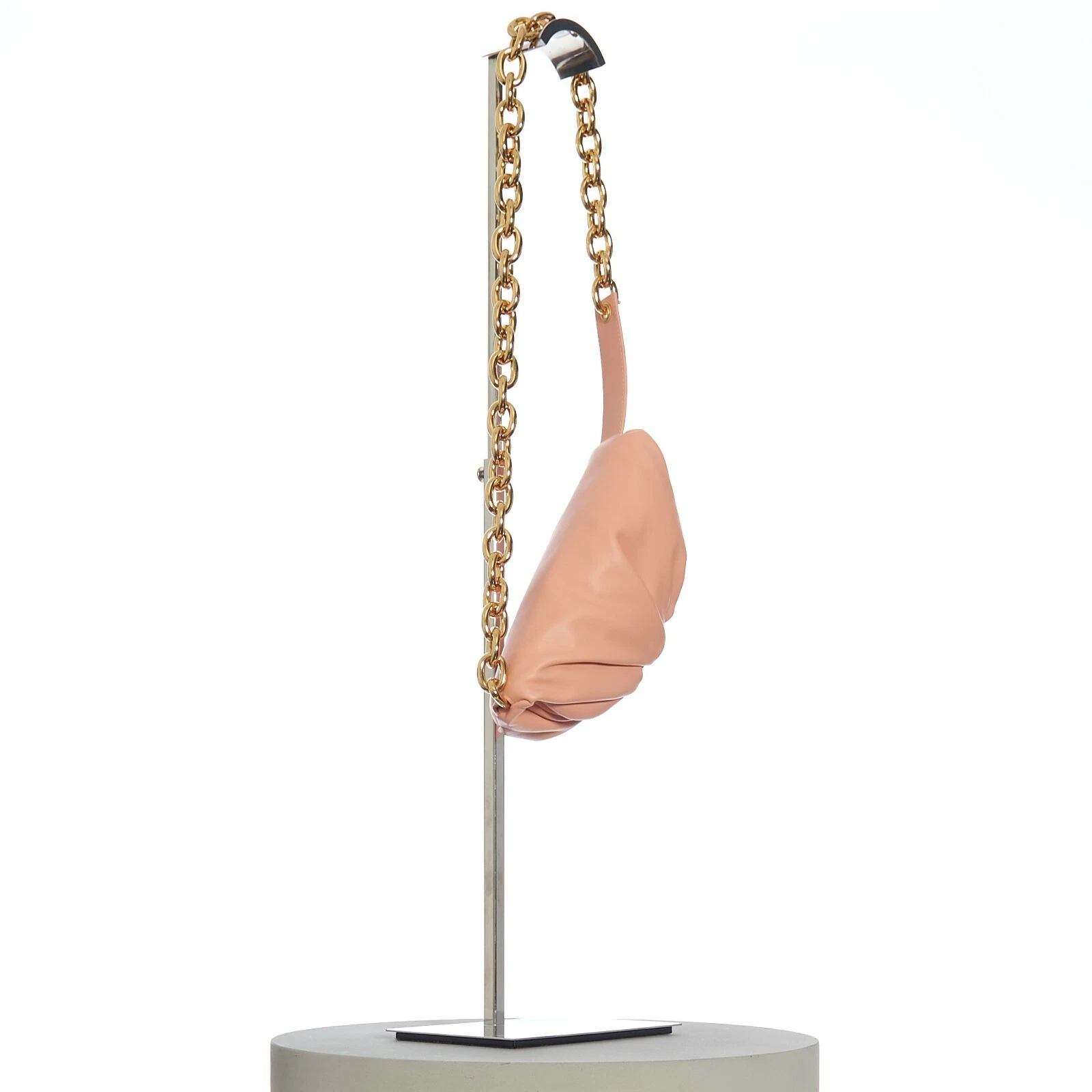 BOTTEGA VENETA 2160$ Peach Leather 'The Belt' Pouch - Chunky Chain Strap thumbnail 12