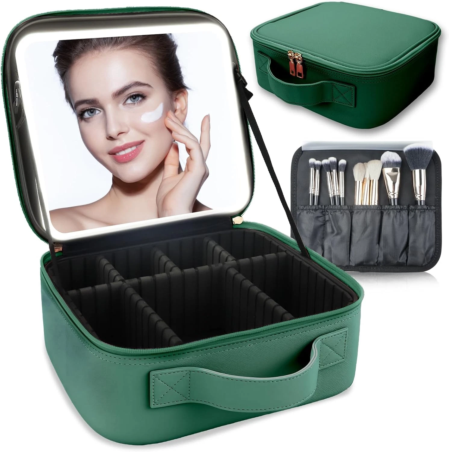 Makeup Bag with Led Mirror,with 3 Color Setting,Portable Storage and Adjustable thumbnail 4