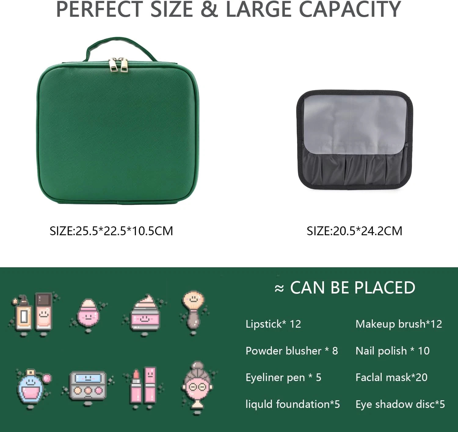 Makeup Bag with Led Mirror,with 3 Color Setting,Portable Storage and Adjustable thumbnail 5