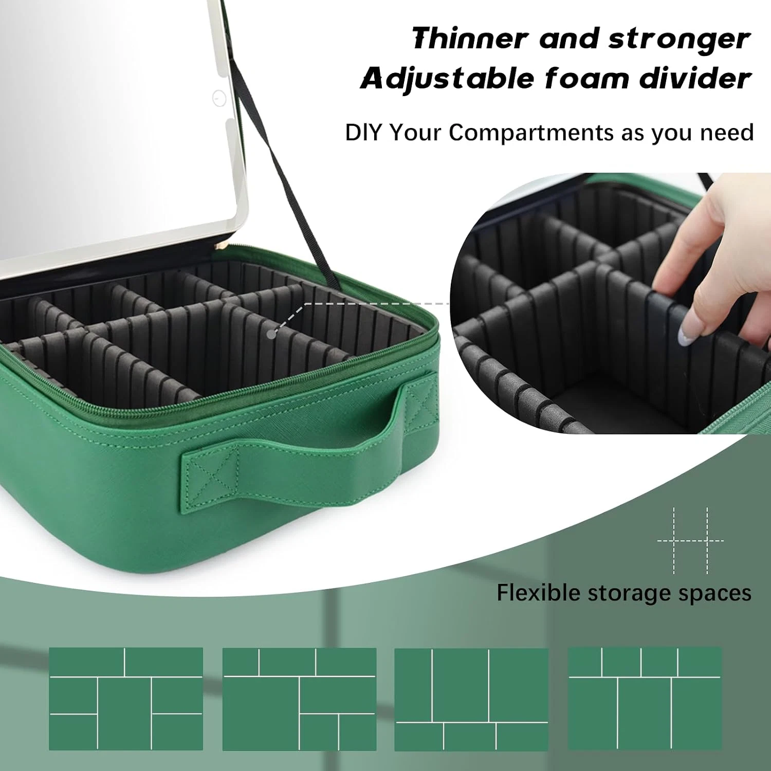 Makeup Bag with Led Mirror,with 3 Color Setting,Portable Storage and Adjustable thumbnail 6