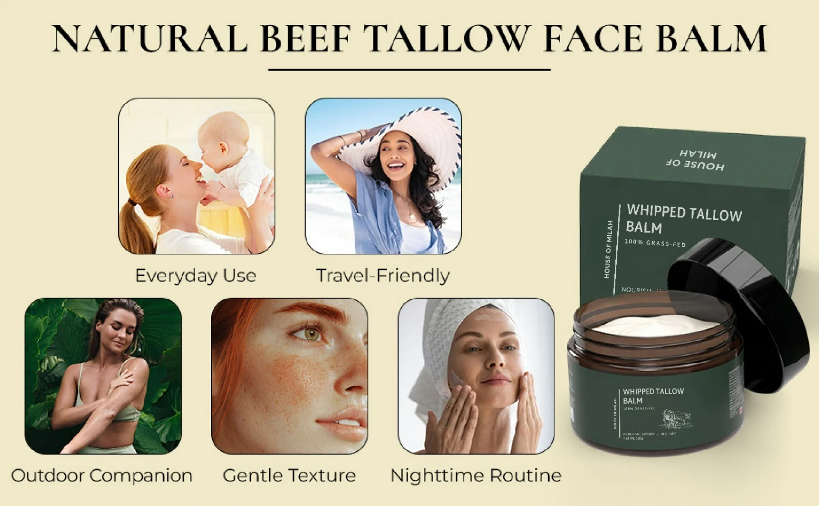 Whipped Beef Tallow Moisturizer: Grass-Fed Tallow Face Balm with Honey, Jojoba thumbnail 6