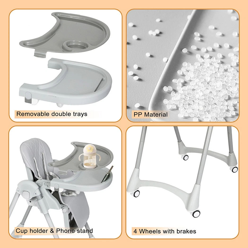 Dekko Baby High Chair 4 in1 Foldable Toddler Feeding Table Adjustable Portable thumbnail 8