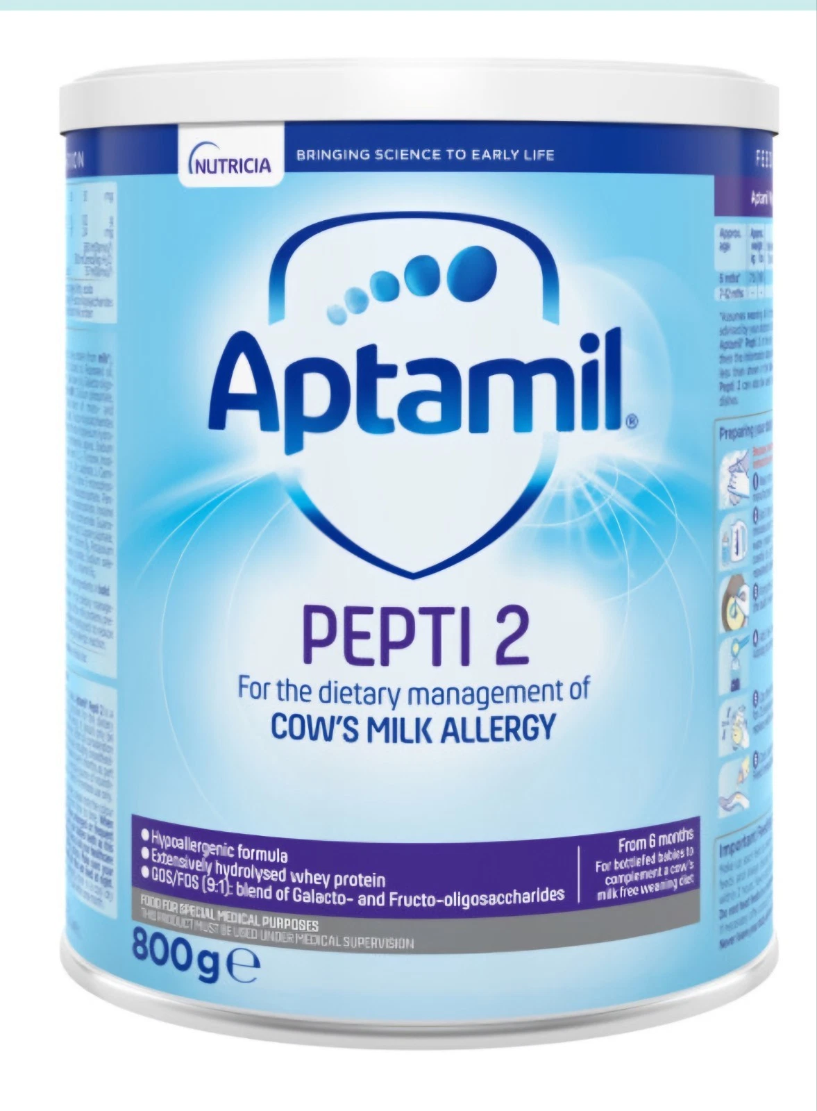 Aptamil Peppti 2 , 6x800g, Expiry 04/2027, LACTOSE-FREE, Pack Of 6 Tins