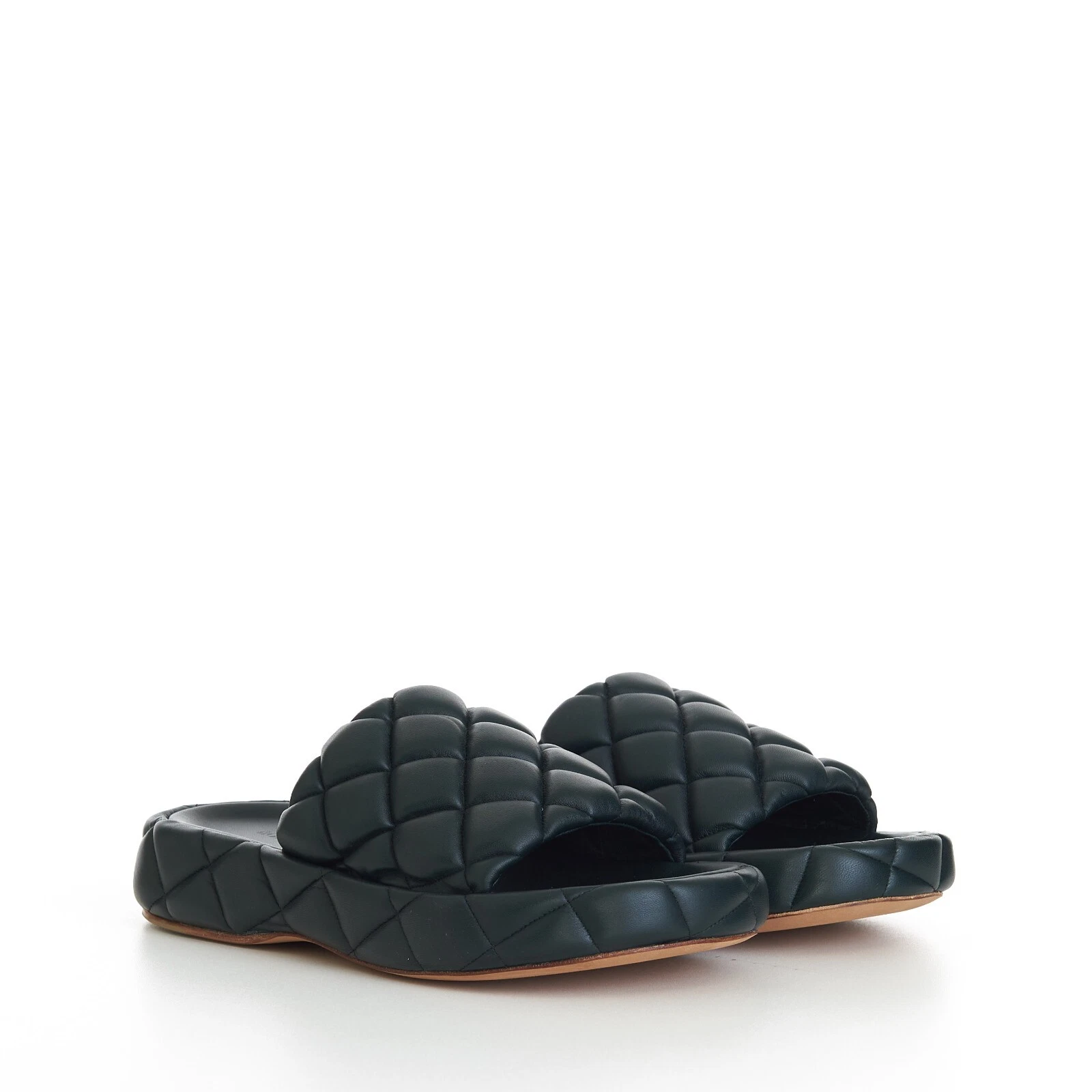 BOTTEGA VENETA 1450$ Inkwell Green Quilted Leather Padded Slide Sandals (45 (US12)) thumbnail 2