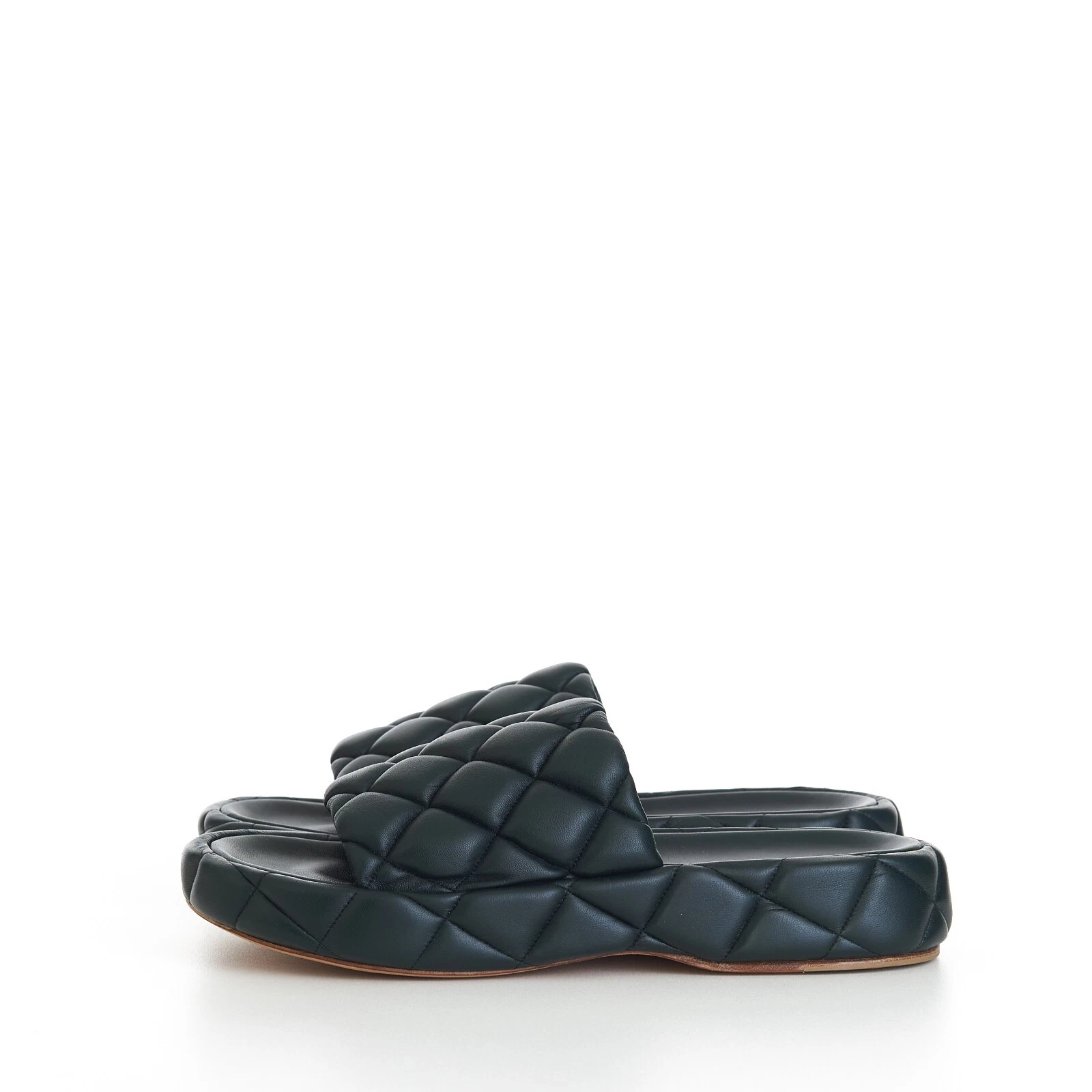 BOTTEGA VENETA 1450$ Inkwell Green Quilted Leather Padded Slide Sandals (45 (US12)) thumbnail 5