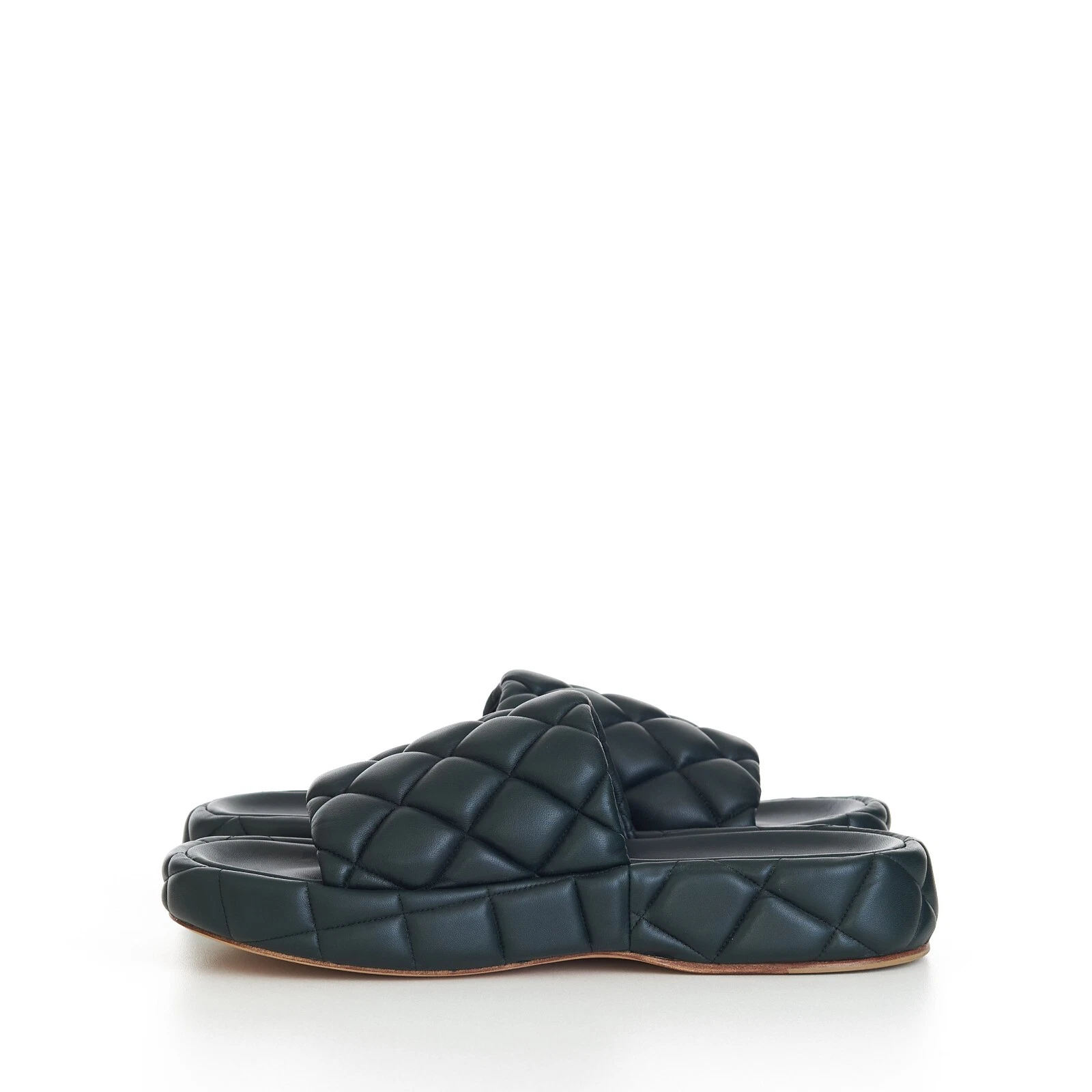BOTTEGA VENETA 1450$ Inkwell Green Quilted Leather Padded Slide Sandals (45 (US12)) thumbnail 9