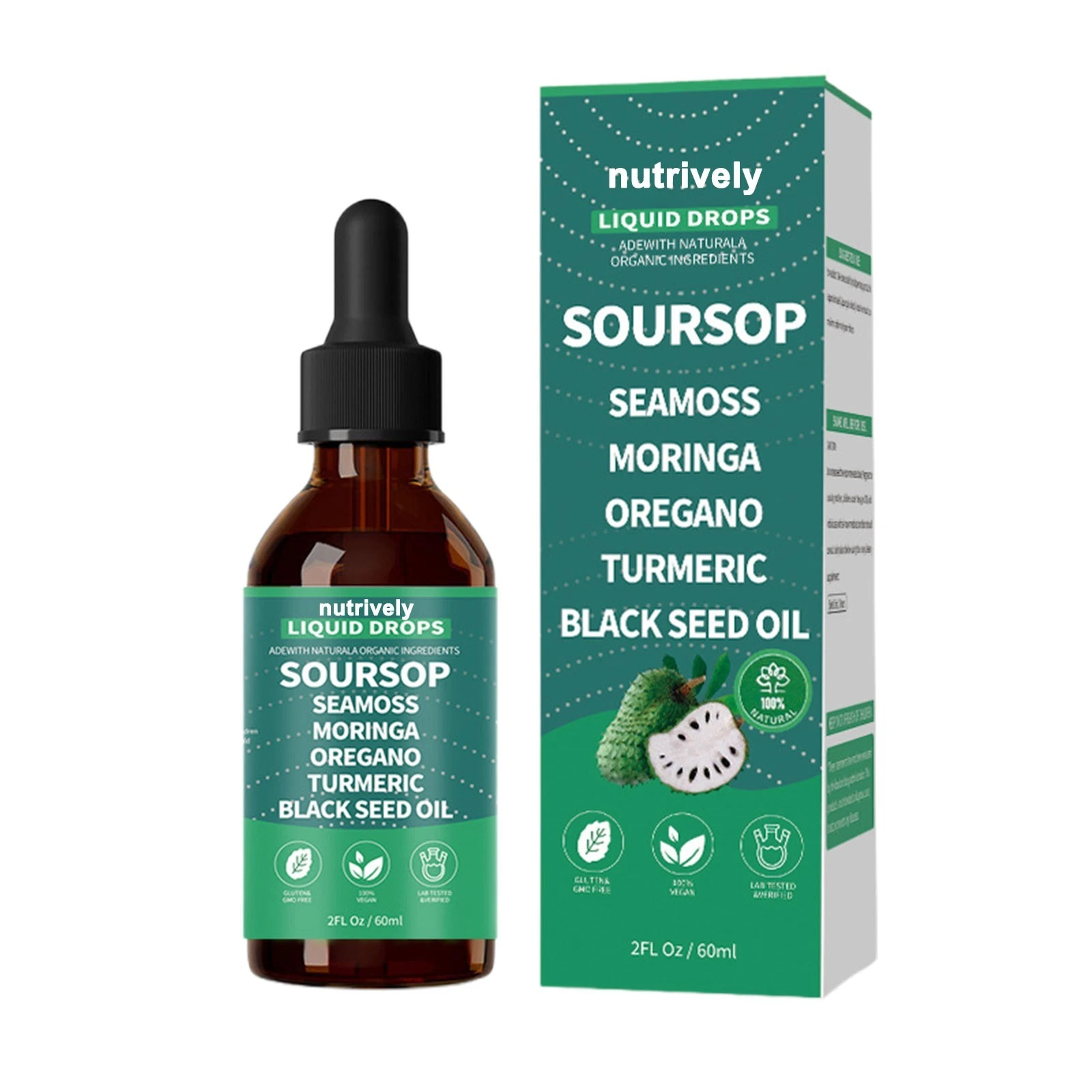 Soursop Black Seed Oil Liquid Drops, Organic Botanical Blend for Daily Wellness
