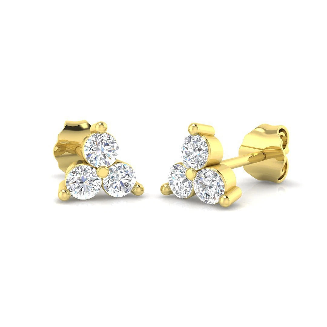 0.50 Ct DE/VS Lab Grown Diamond Drop Earring 9k Yellow Gold Ready To Ship thumbnail 2