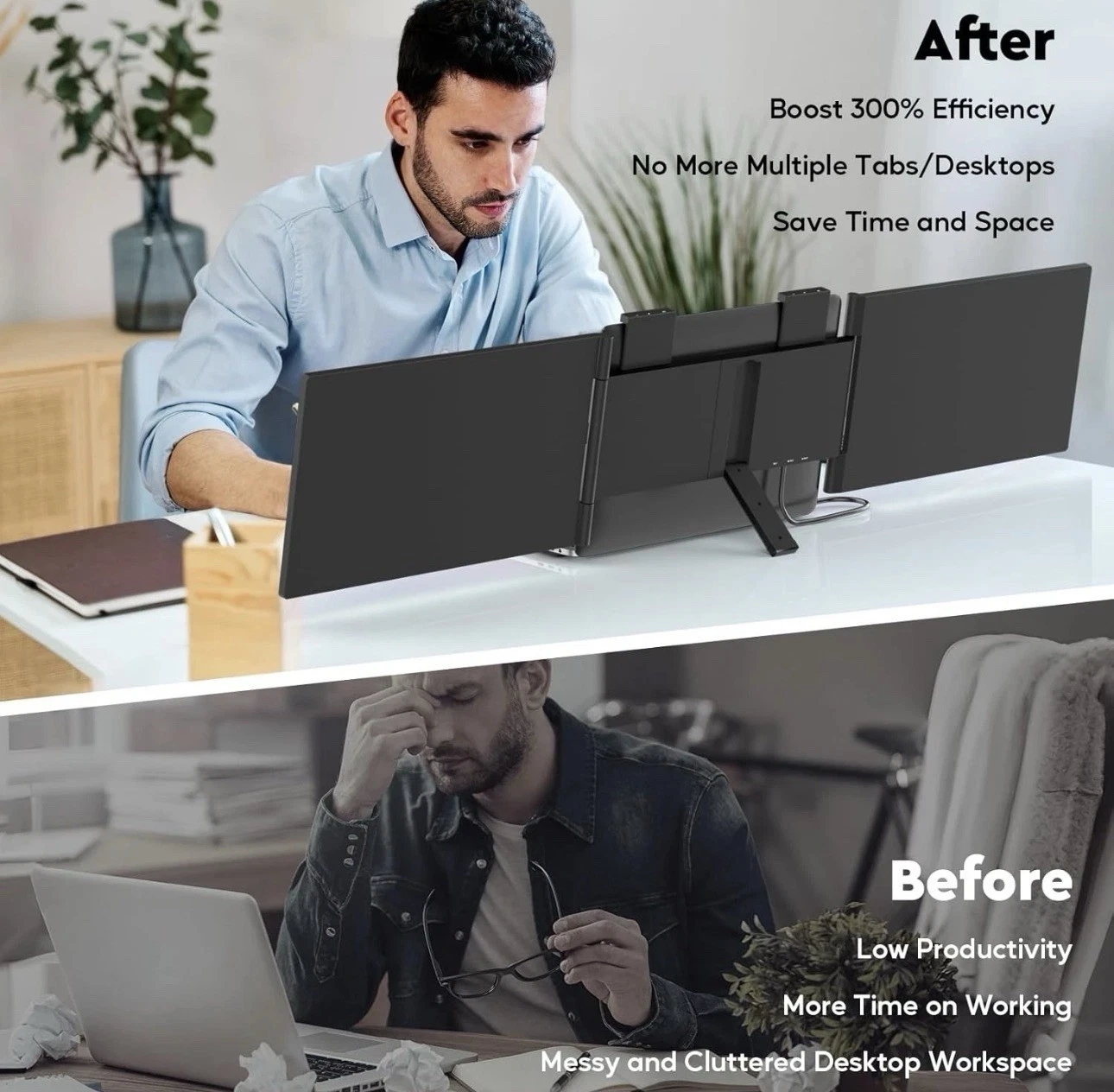 Laptop Screen Extender, 14" FHD 1080P IPS Triple Monitor Extender, Dual Portable thumbnail 5