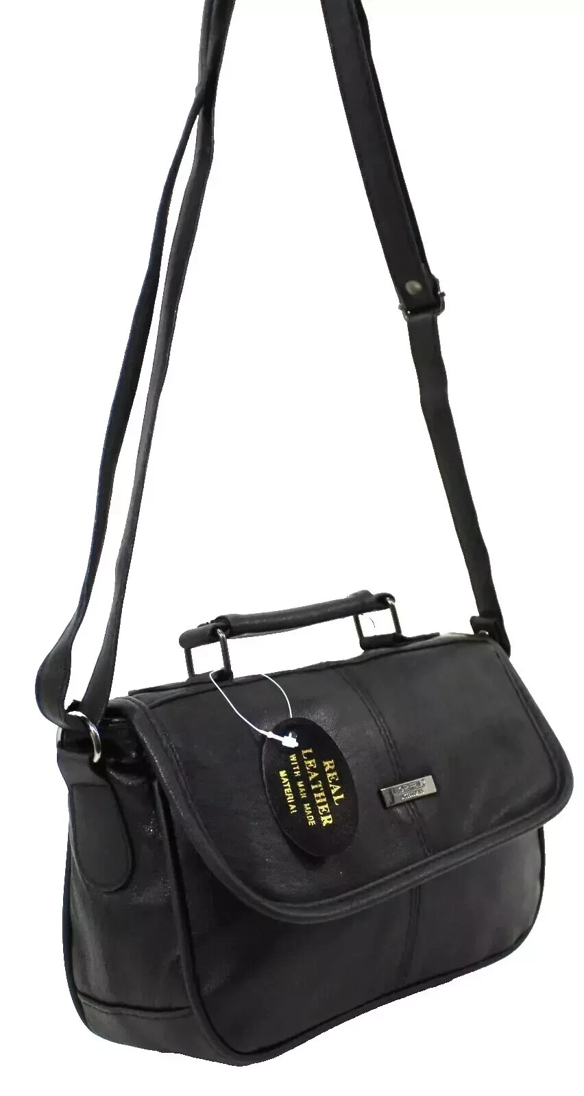 Women Lorenz Real Leather Messenger Shoulder Bag Across Body Bag Handbag Black thumbnail 4