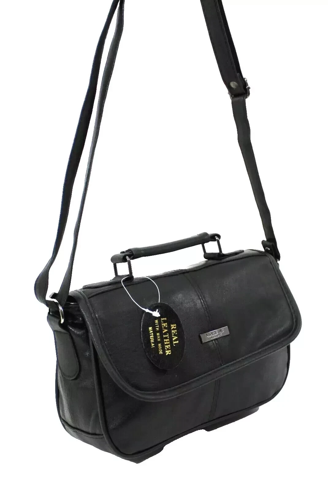 Women Lorenz Real Leather Messenger Shoulder Bag Across Body Bag Handbag Black thumbnail 5