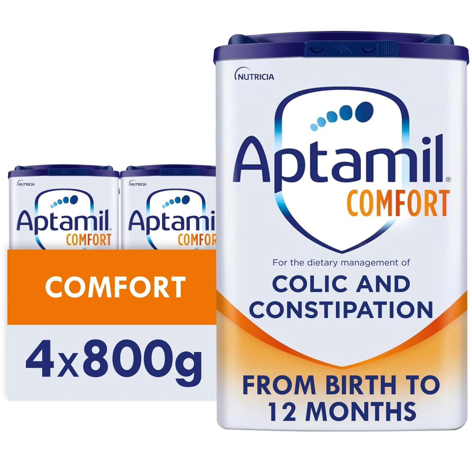 Aptamil Comfort Colic Constipation Baby Milk Powder Formula Birth 800g Pack of 4
