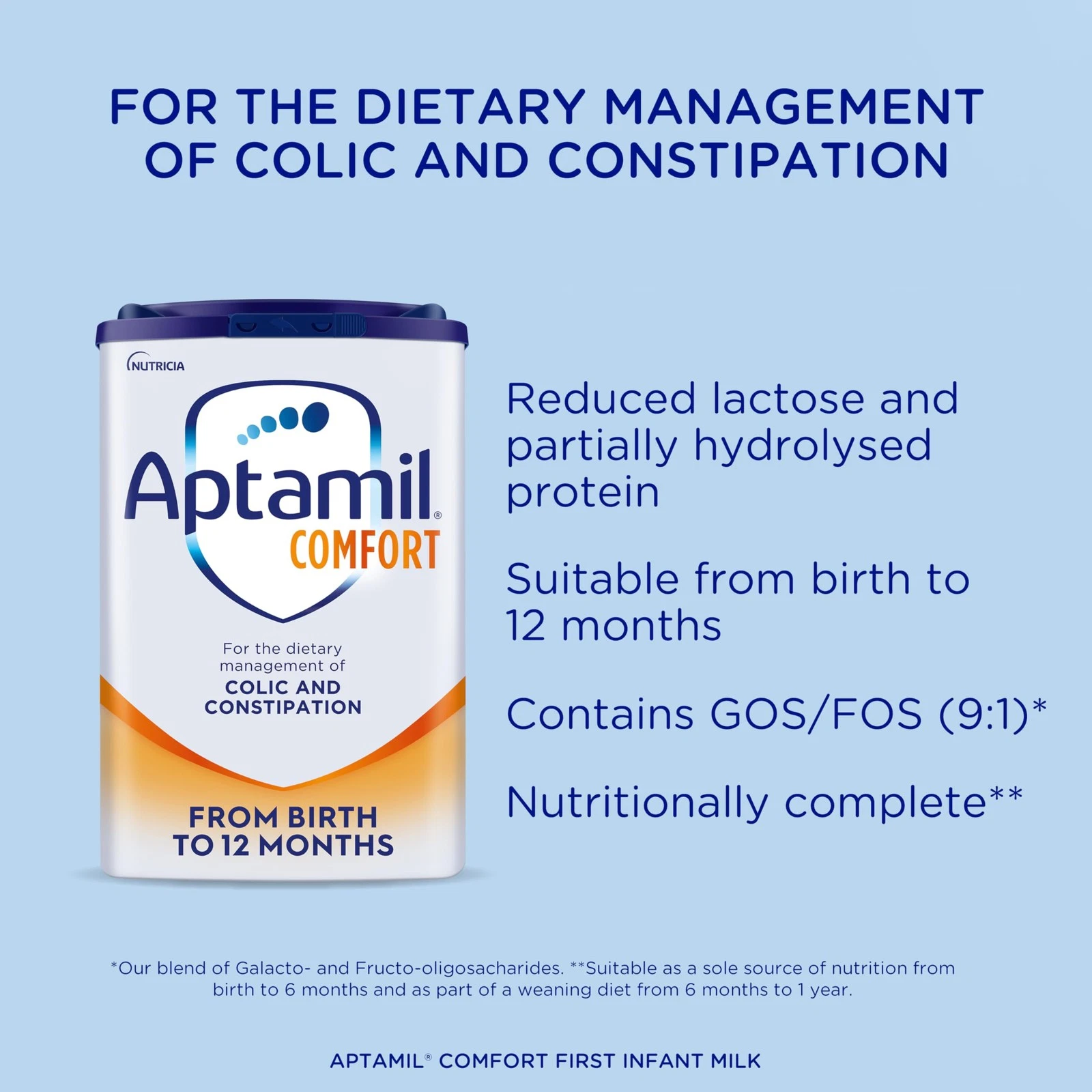 Aptamil Comfort Colic Constipation Baby Milk Powder Formula Birth 800g Pack of 4 thumbnail 3
