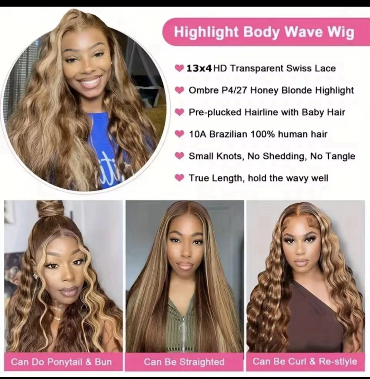 28InchLace Wig 13X6 Human Hair Transparent Preplucked Body Wave Lace Frontal 180 thumbnail 4