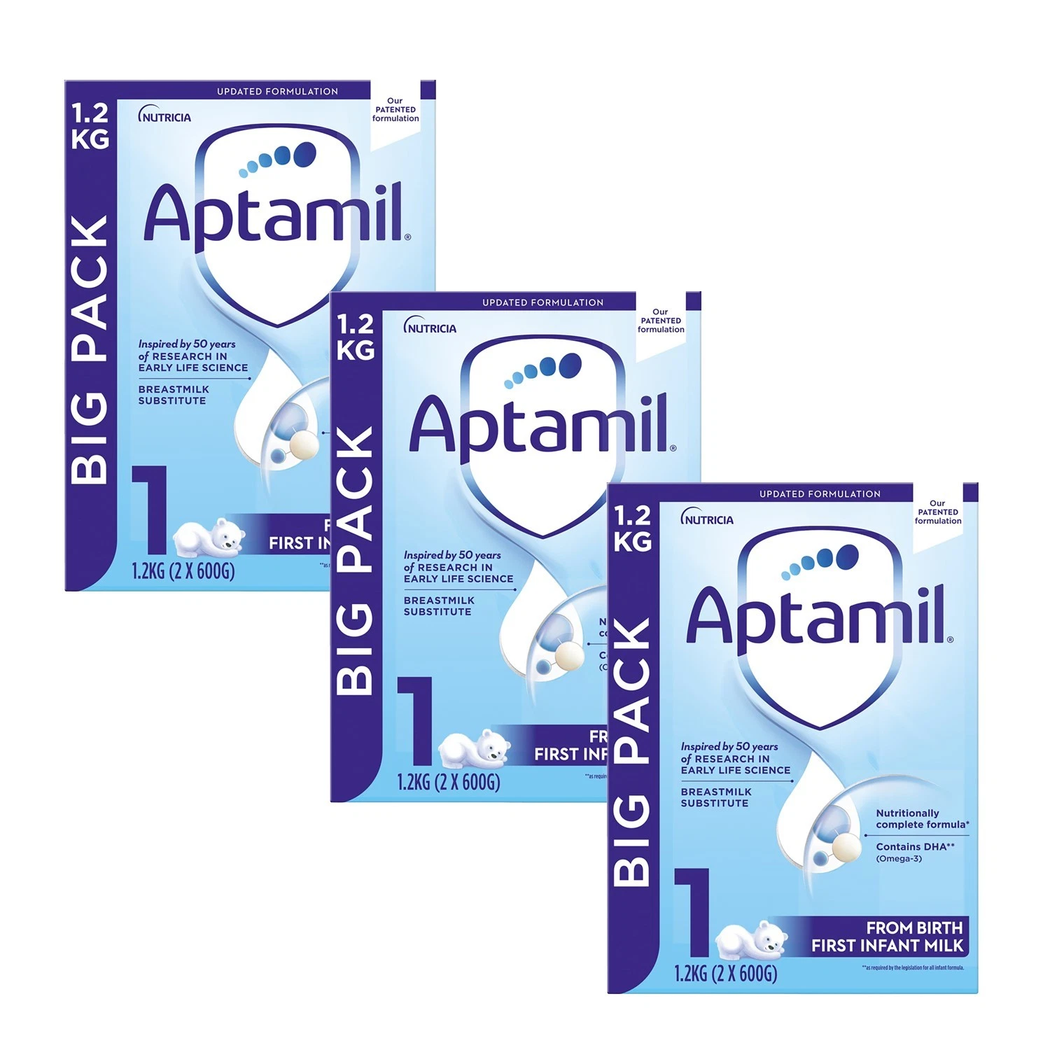 3 x 1.2kg Aptamil 1 First Infant Baby Milk Suitable From Birth Formula thumbnail 2