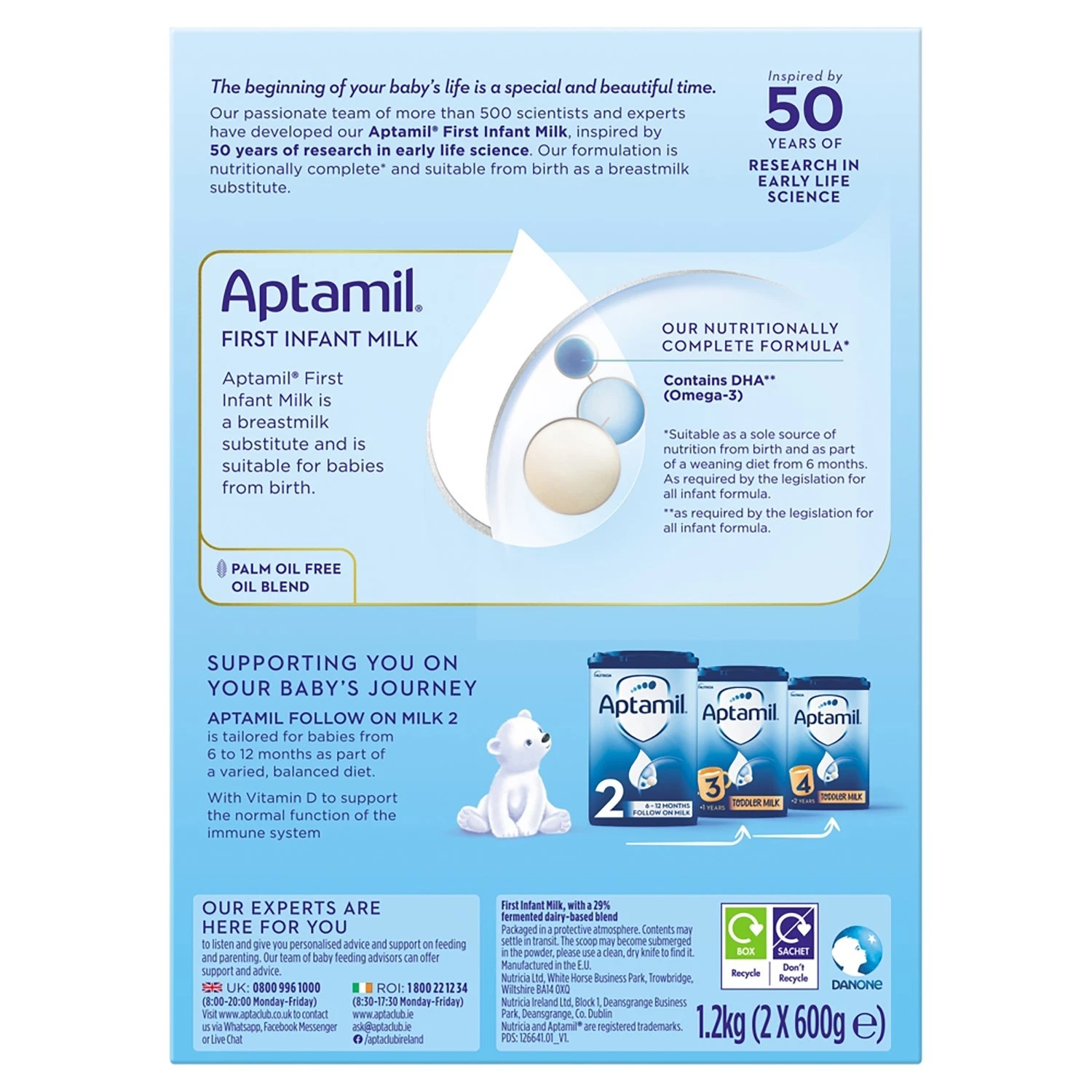 3 x 1.2kg Aptamil 1 First Infant Baby Milk Suitable From Birth Formula thumbnail 4