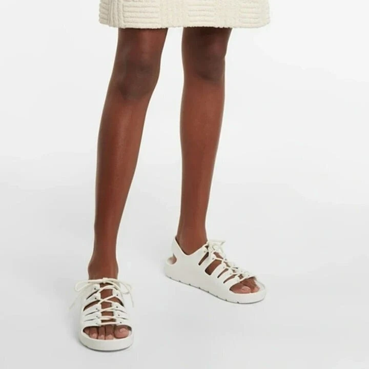 Bottega Veneta Women's White Jelly Lace Up Sandals Size 39 EU (MSRP $490) thumbnail 2
