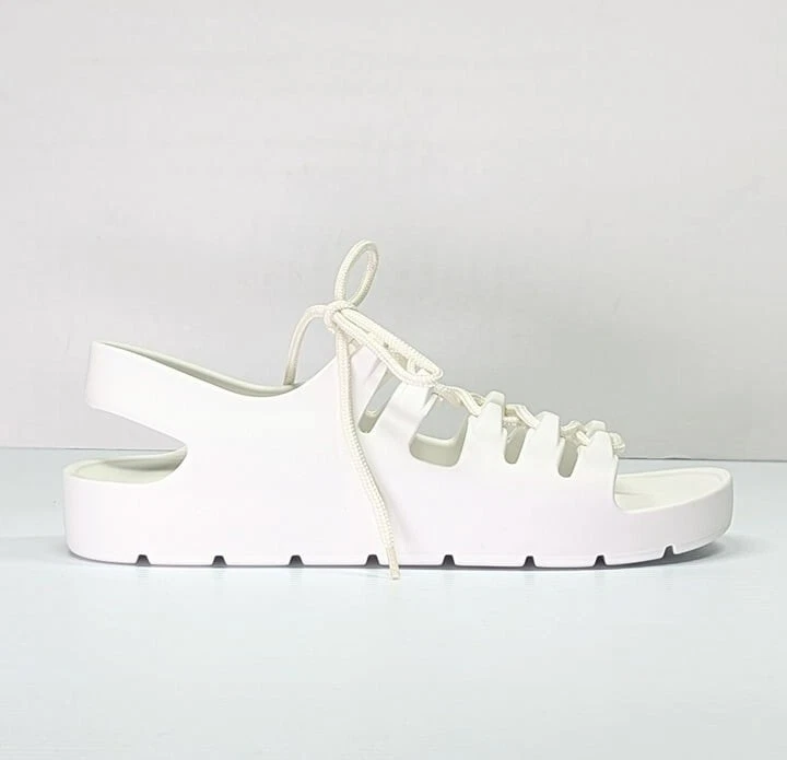 Bottega Veneta Women's White Jelly Lace Up Sandals Size 39 EU (MSRP $490) thumbnail 4