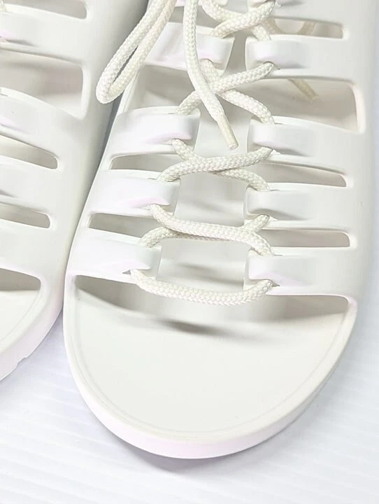 Bottega Veneta Women's White Jelly Lace Up Sandals Size 39 EU (MSRP $490) thumbnail 6