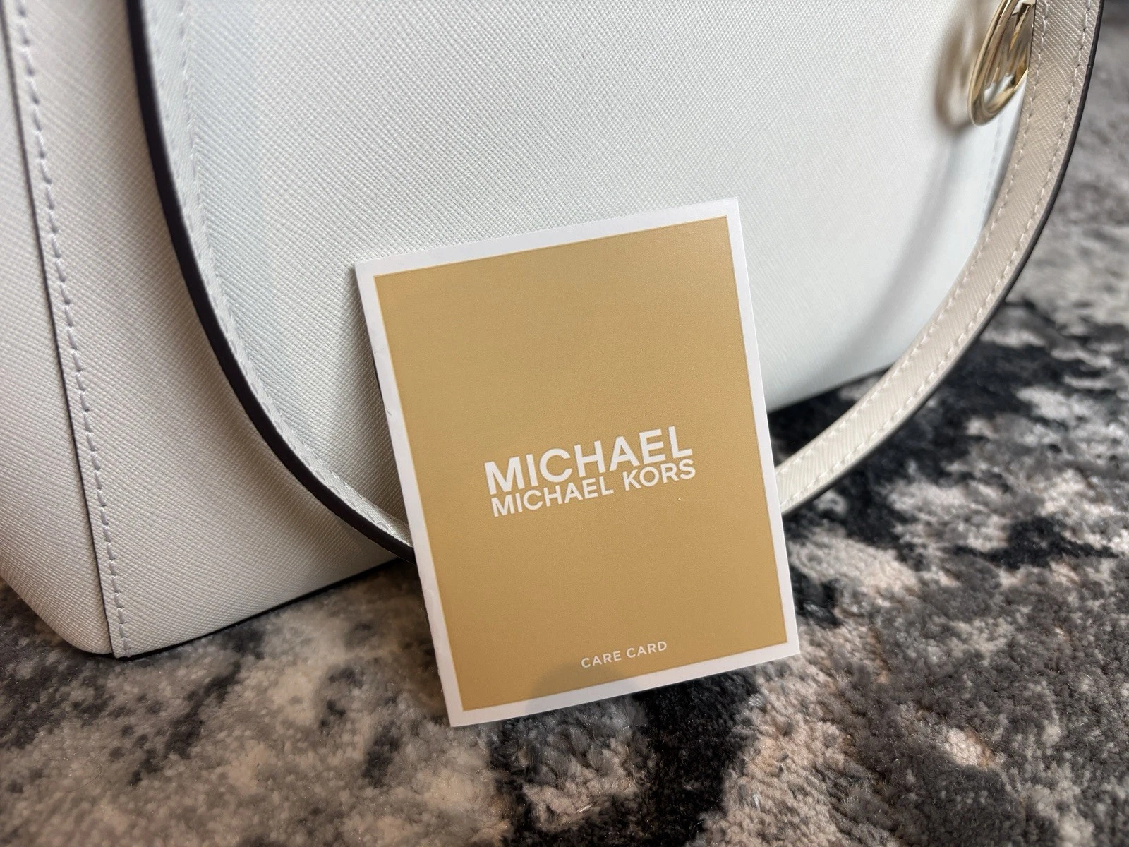 Michael Kors Large White Saffiano Leather Top-Zip Tote Bag thumbnail 2