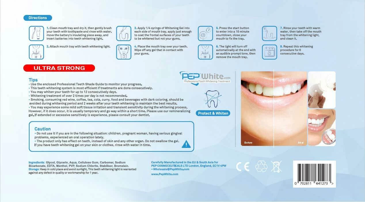 TEETH WHITENING KIT TOOTH WHITENER BLEACH DENTAL STRONG SAFE | PEP-WHITE ULTRA thumbnail 3