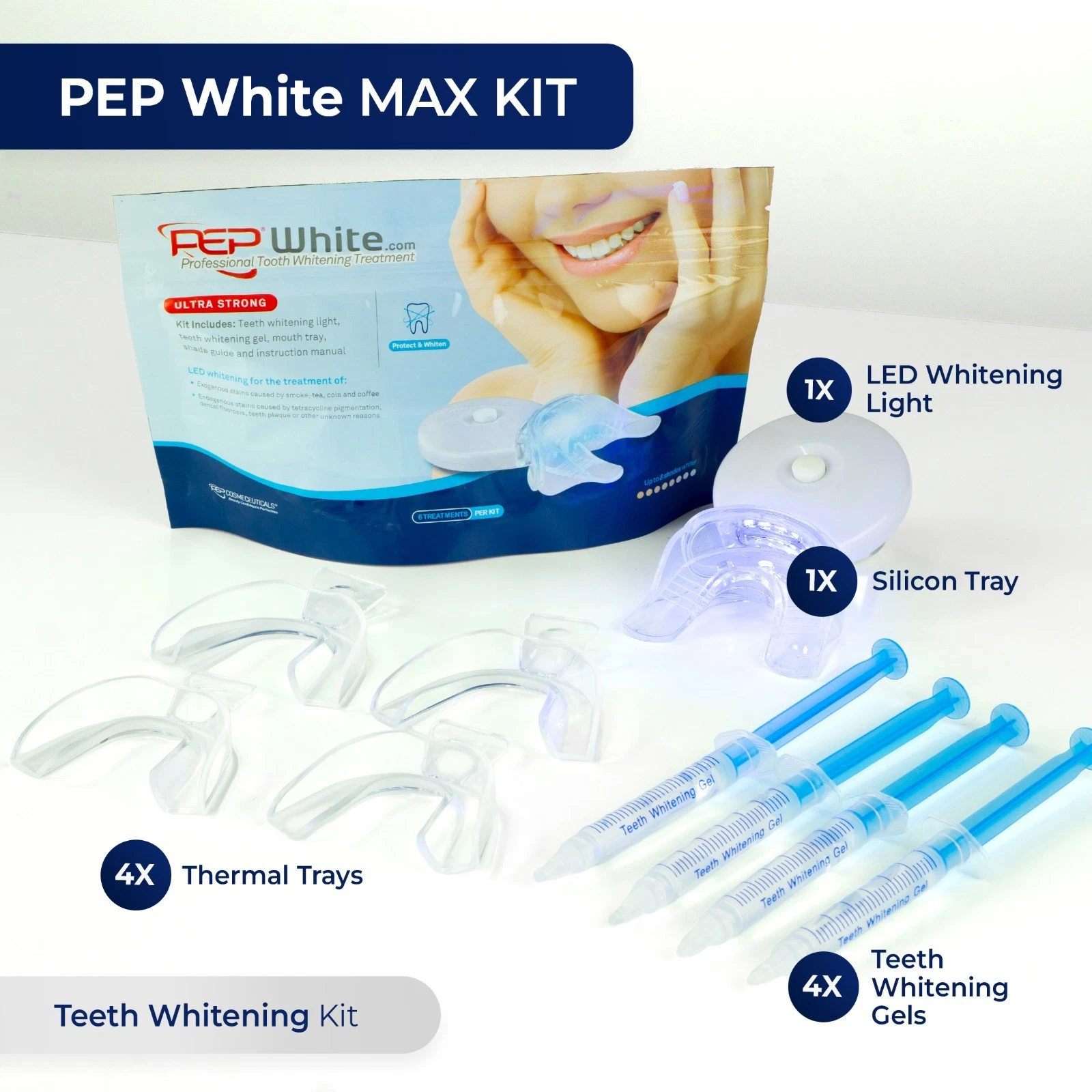 TEETH WHITENING KIT TOOTH WHITENER BLEACH DENTAL STRONG SAFE | PEP-WHITE ULTRA thumbnail 7