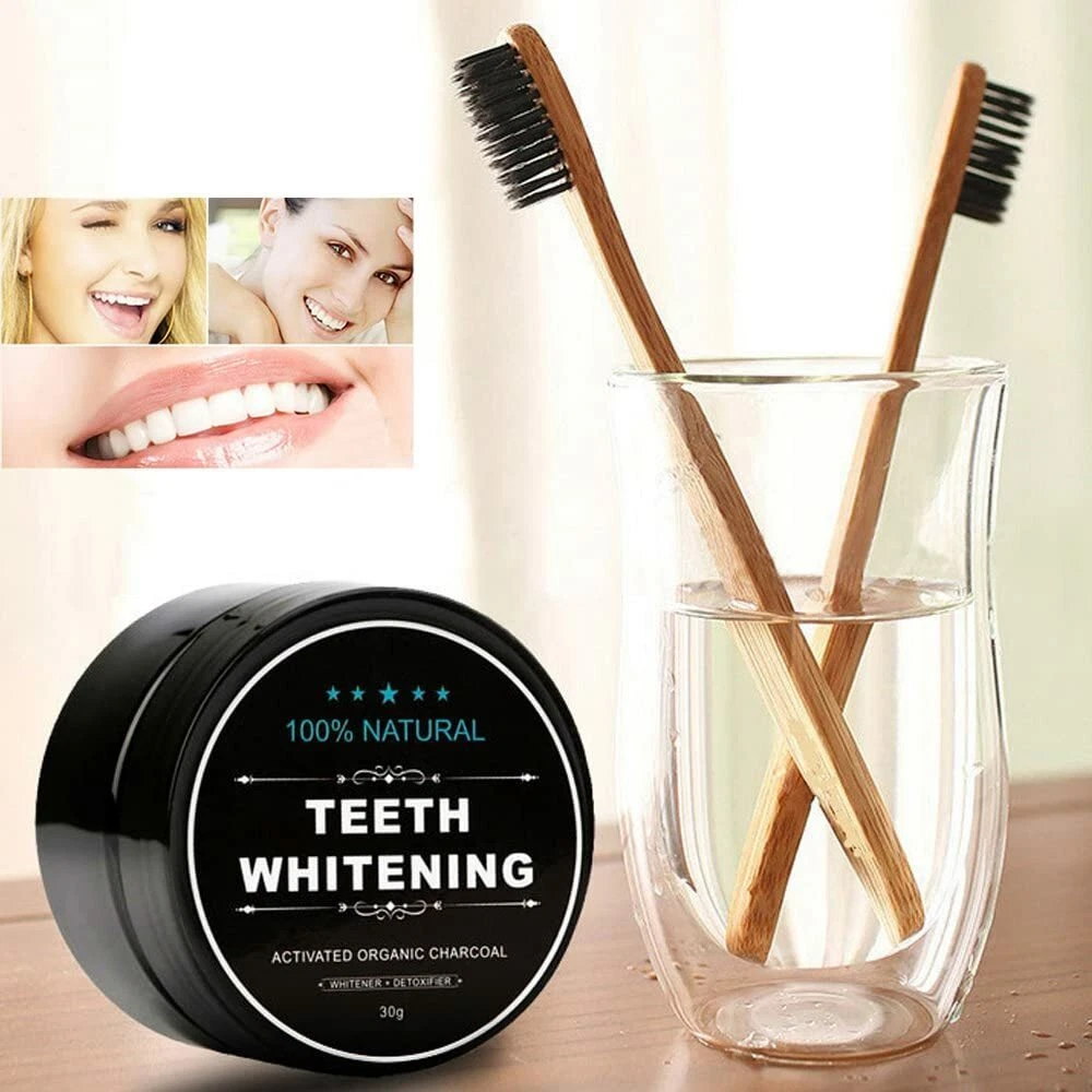 Charcoal Teeth Tooth Whitening Powder Natural Organic Toothpaste Toothbrush Oral thumbnail 7
