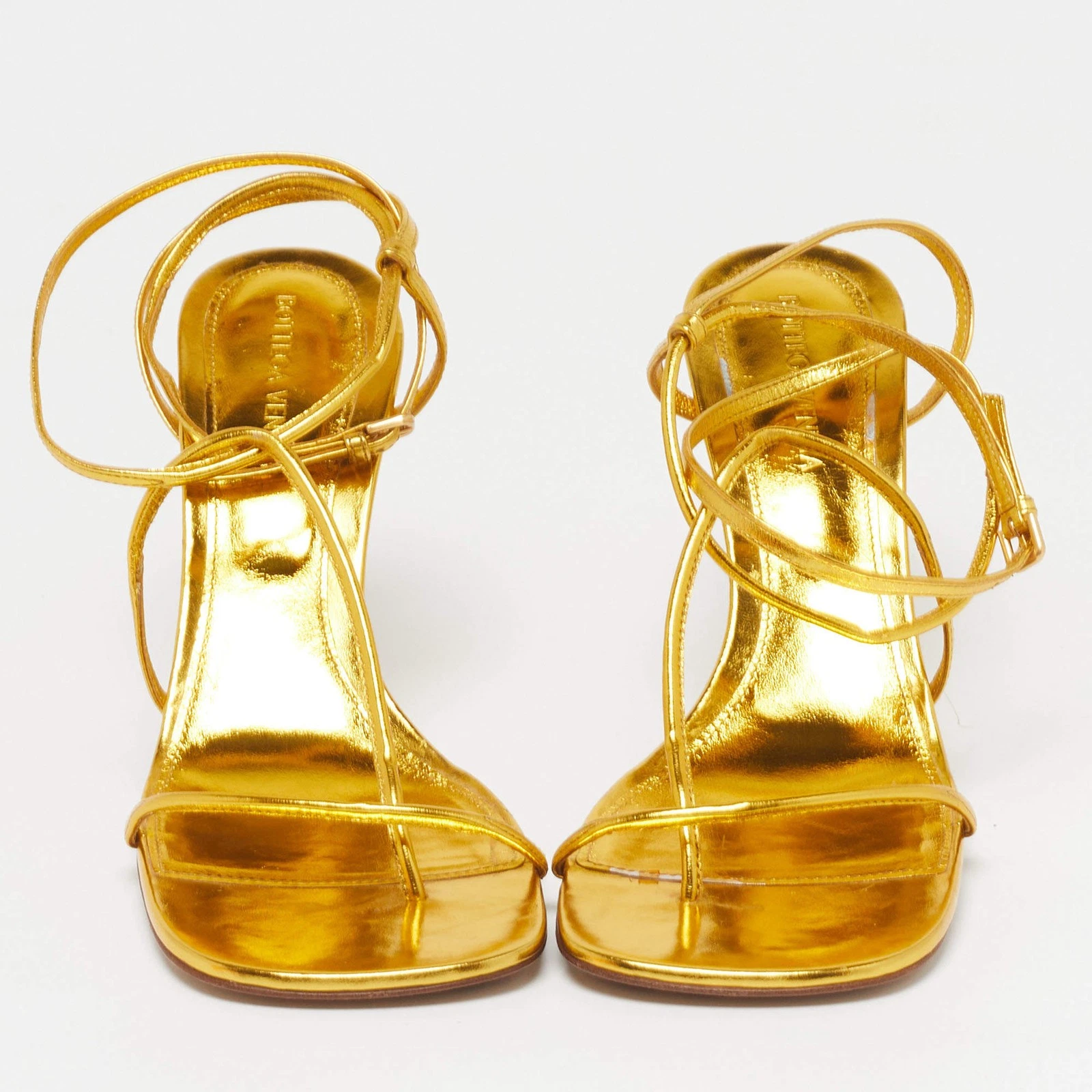Bottega Veneta The Line Size 39 Gold Leather Ankle Strap Sandals thumbnail 3