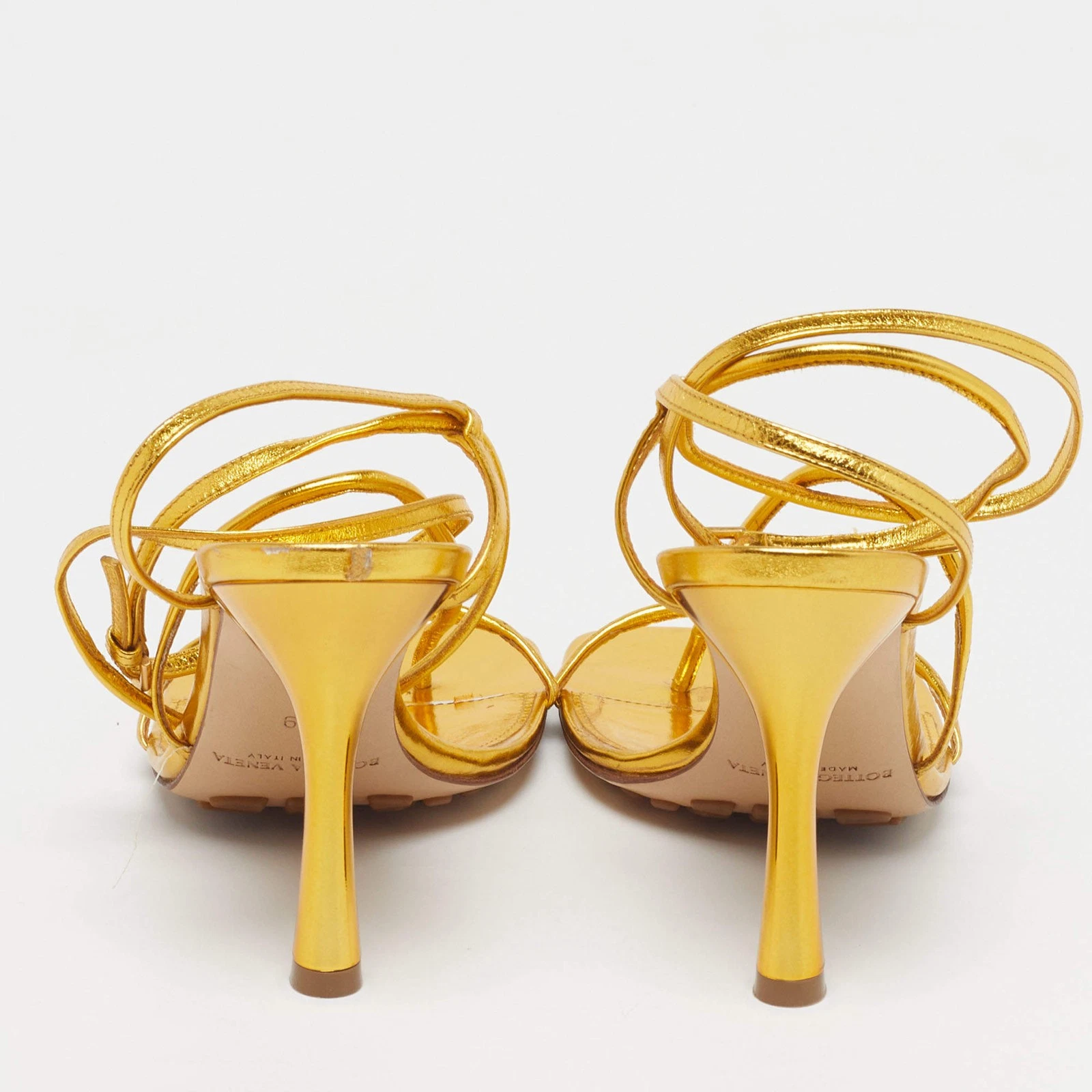 Bottega Veneta The Line Size 39 Gold Leather Ankle Strap Sandals thumbnail 5