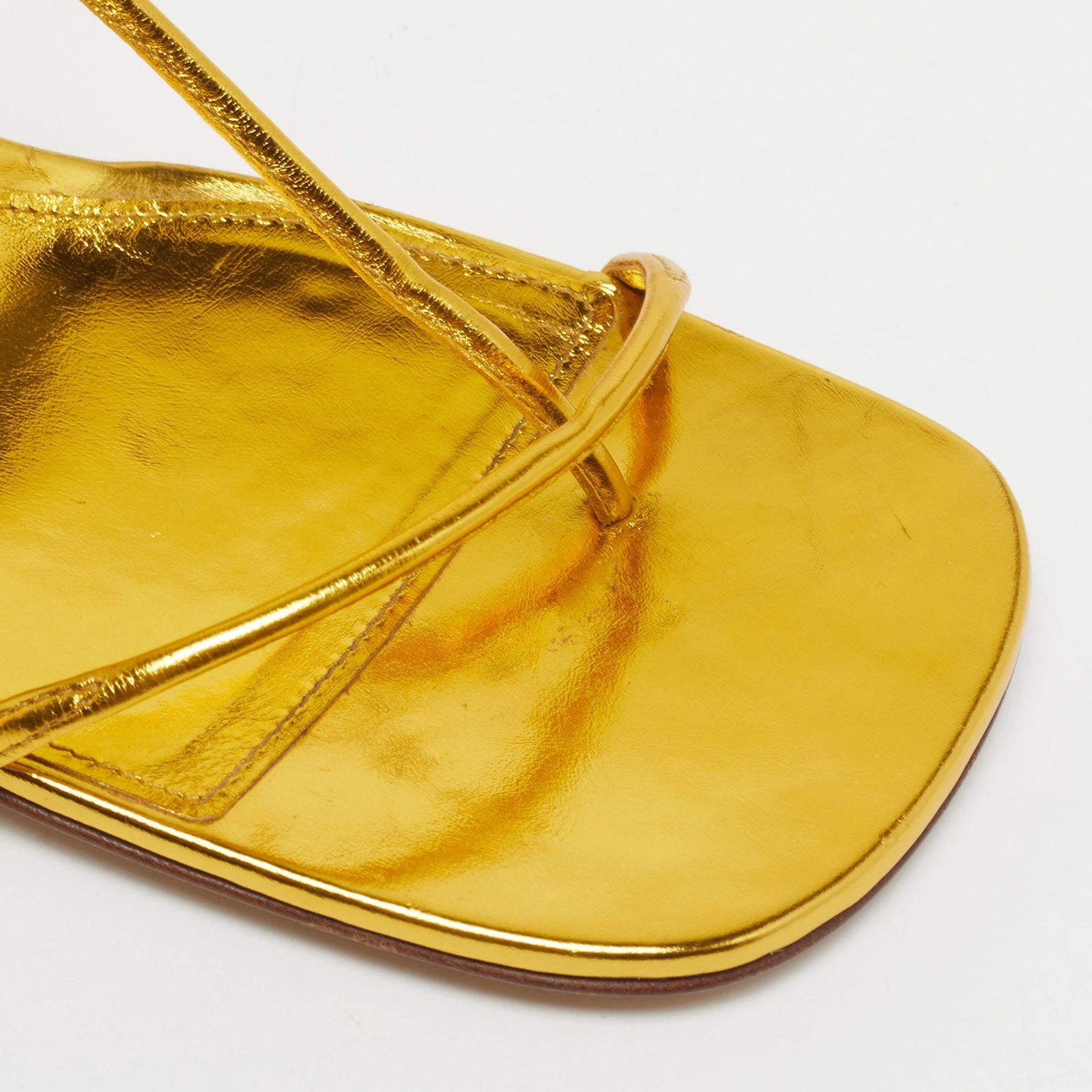 Bottega Veneta The Line Size 39 Gold Leather Ankle Strap Sandals thumbnail 7