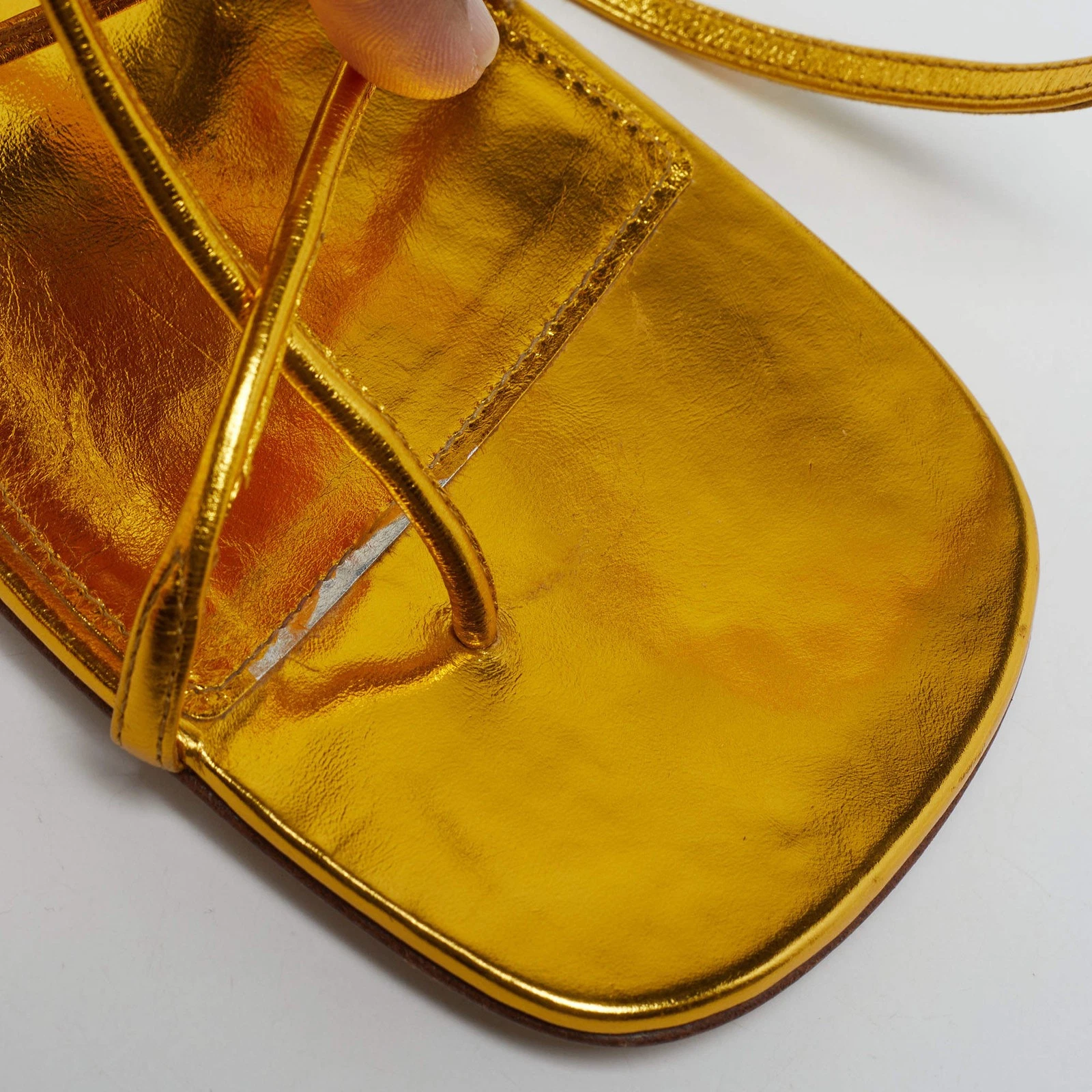 Bottega Veneta The Line Size 39 Gold Leather Ankle Strap Sandals thumbnail 8