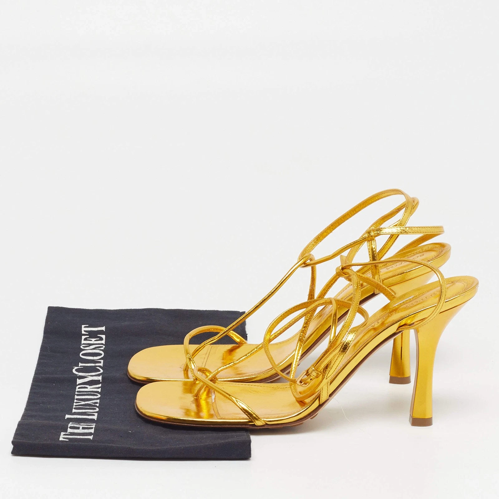 Bottega Veneta The Line Size 39 Gold Leather Ankle Strap Sandals thumbnail 11