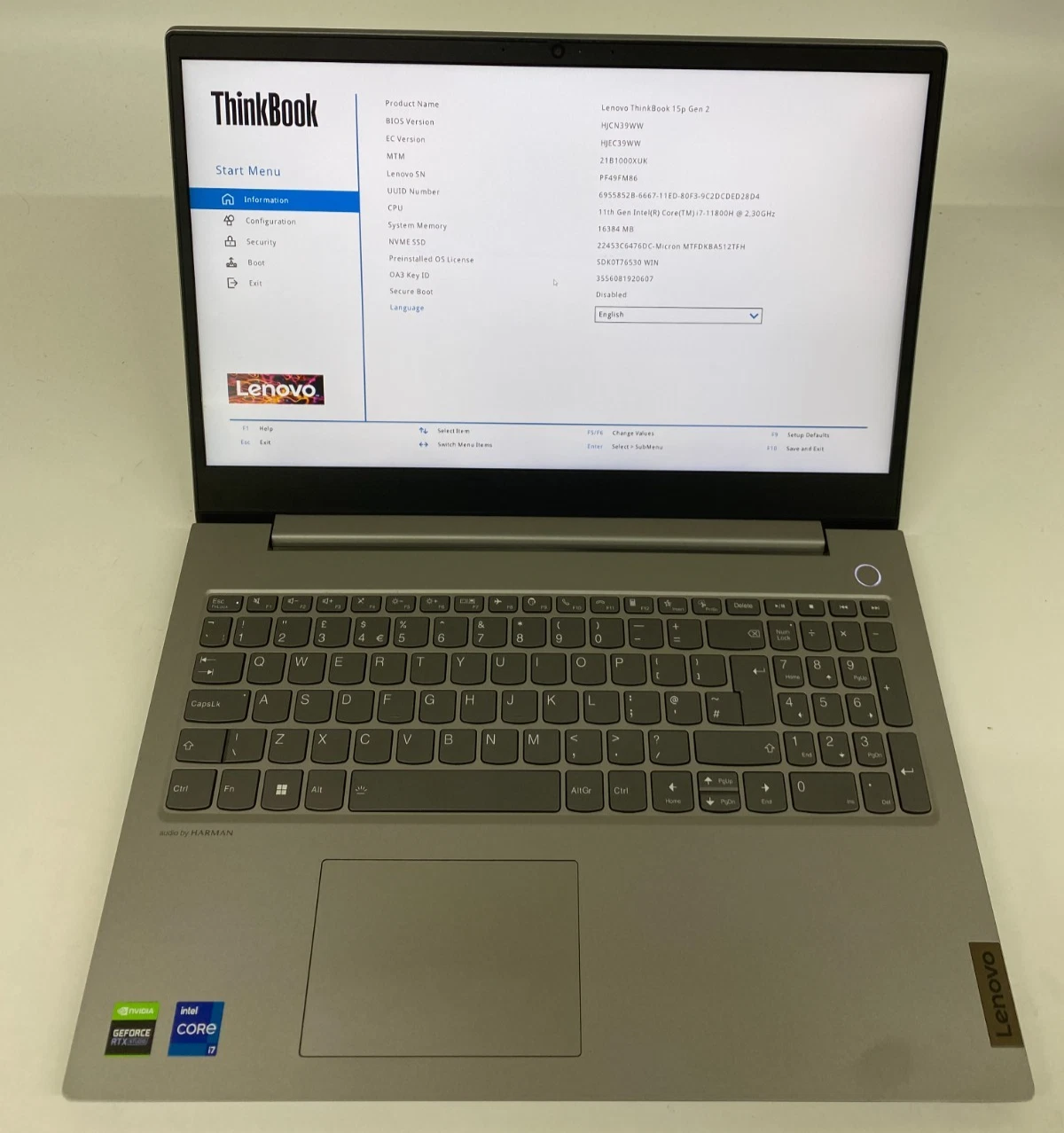 Lenovo ThinkBook 15P G2 ITH 15" i7 11th Gen 16GB RAM 512GB NVMe RTX 3050 GBR