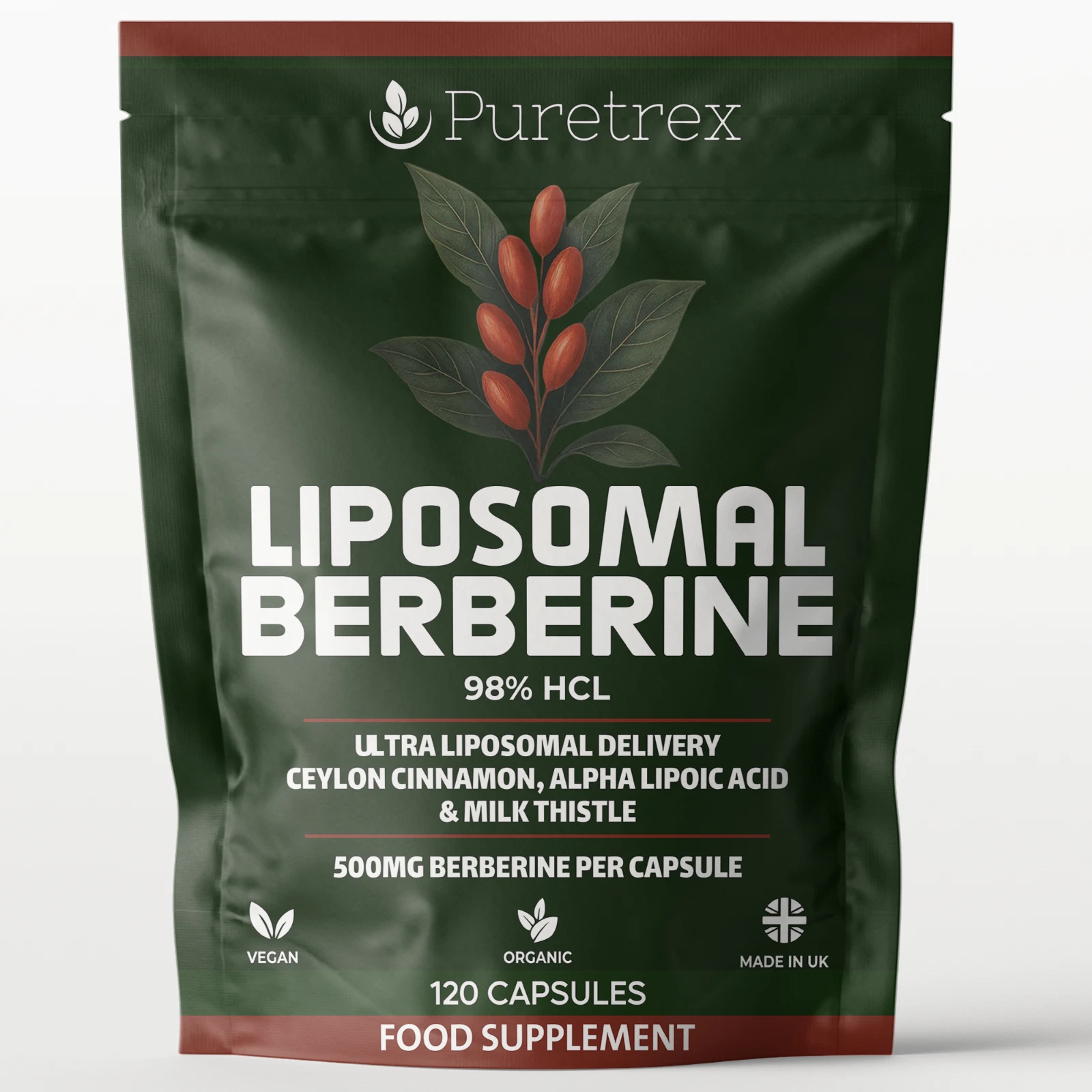 Liposomal Berberine 98% HCL 500mg + Ceylon Cinnamon, ALA, Milk Thistle UK MADE