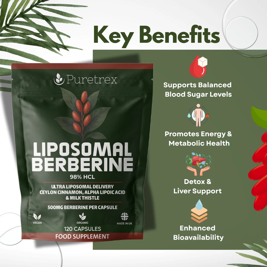 Liposomal Berberine 98% HCL 500mg + Ceylon Cinnamon, ALA, Milk Thistle UK MADE thumbnail 2