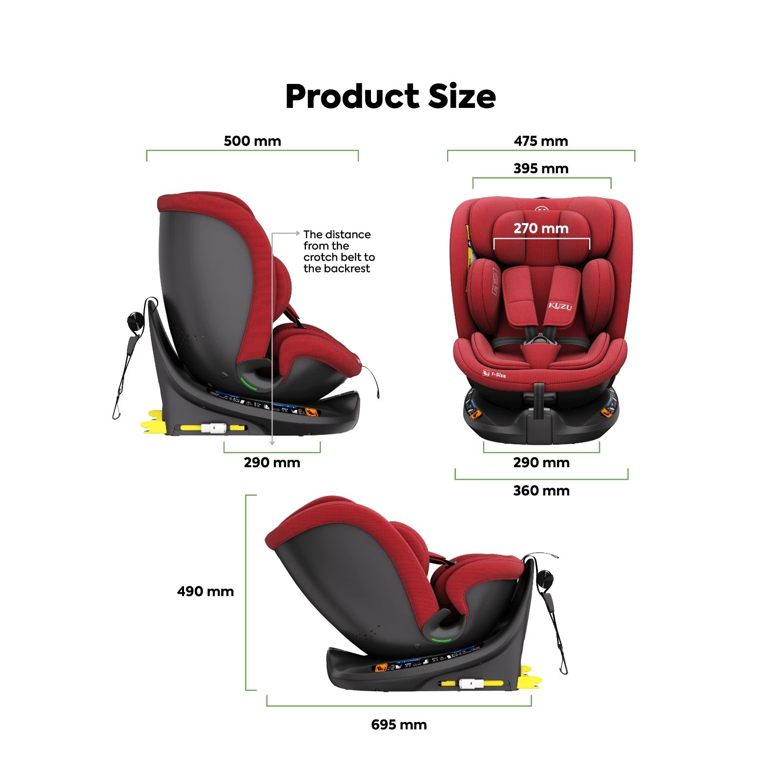 Kuzu Mila Pro 360° Rotating i-Size/R129 Car Seat Group 0+/1/2/3 ISOFIX 40-150cm thumbnail 6