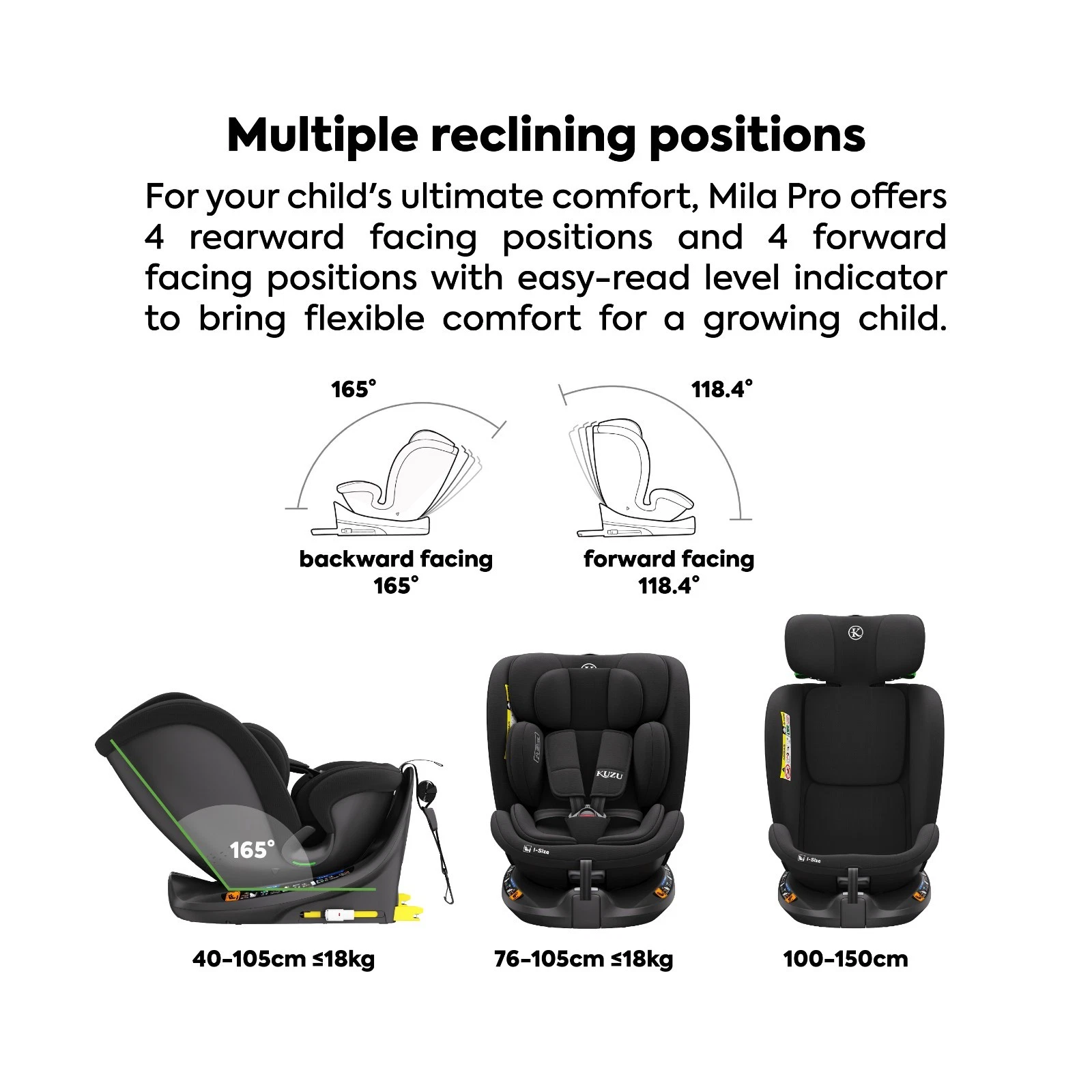 Kuzu Mila Pro 360° Rotating i-Size/R129 Car Seat Group 0+/1/2/3 ISOFIX 40-150cm thumbnail 4