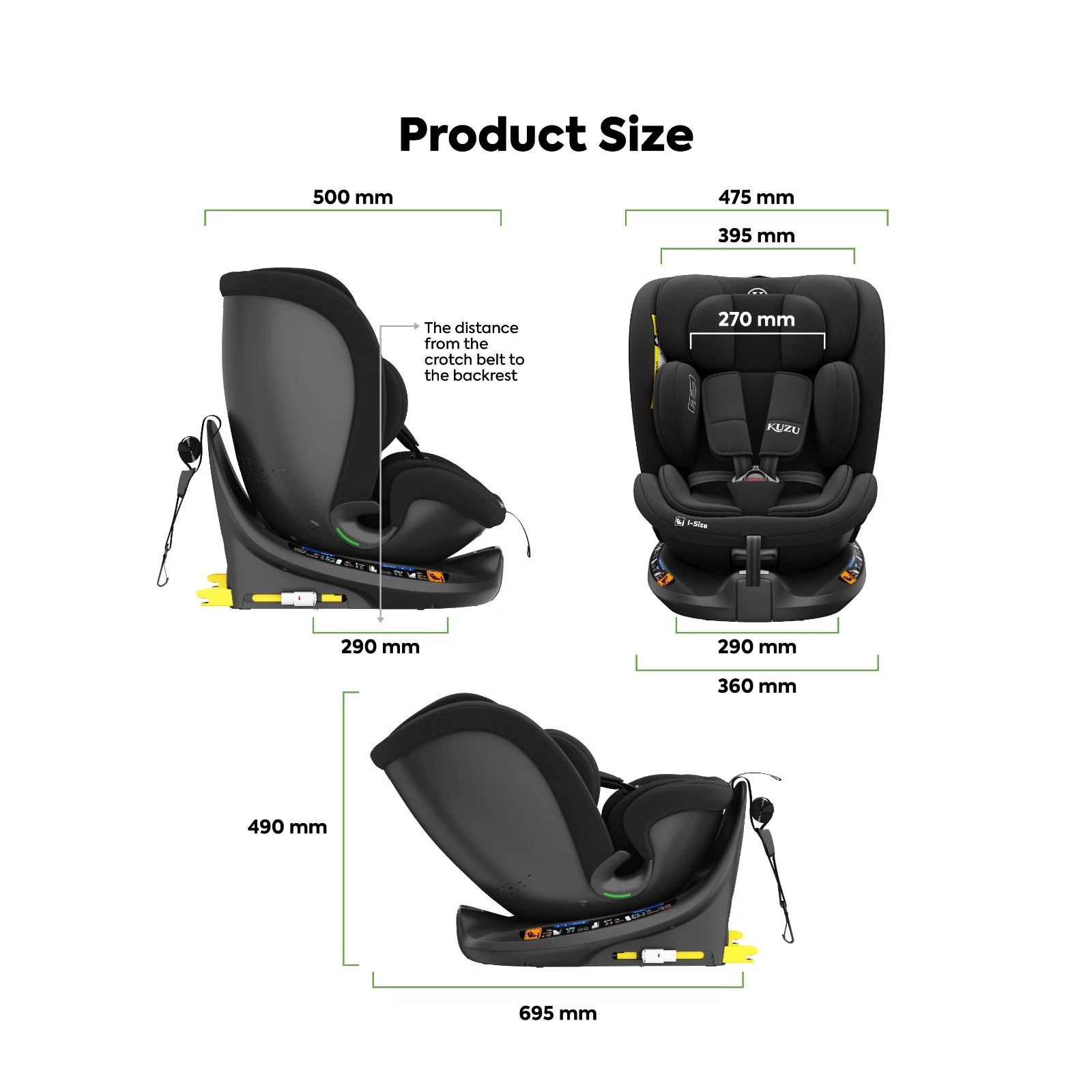 Kuzu Mila Pro 360° Rotating i-Size/R129 Car Seat Group 0+/1/2/3 ISOFIX 40-150cm thumbnail 7