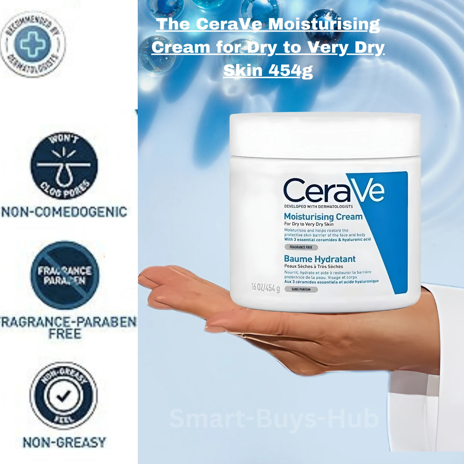 The CeraVe Moisturising Cream for Dry to Very Dry Skin 454g thumbnail 6