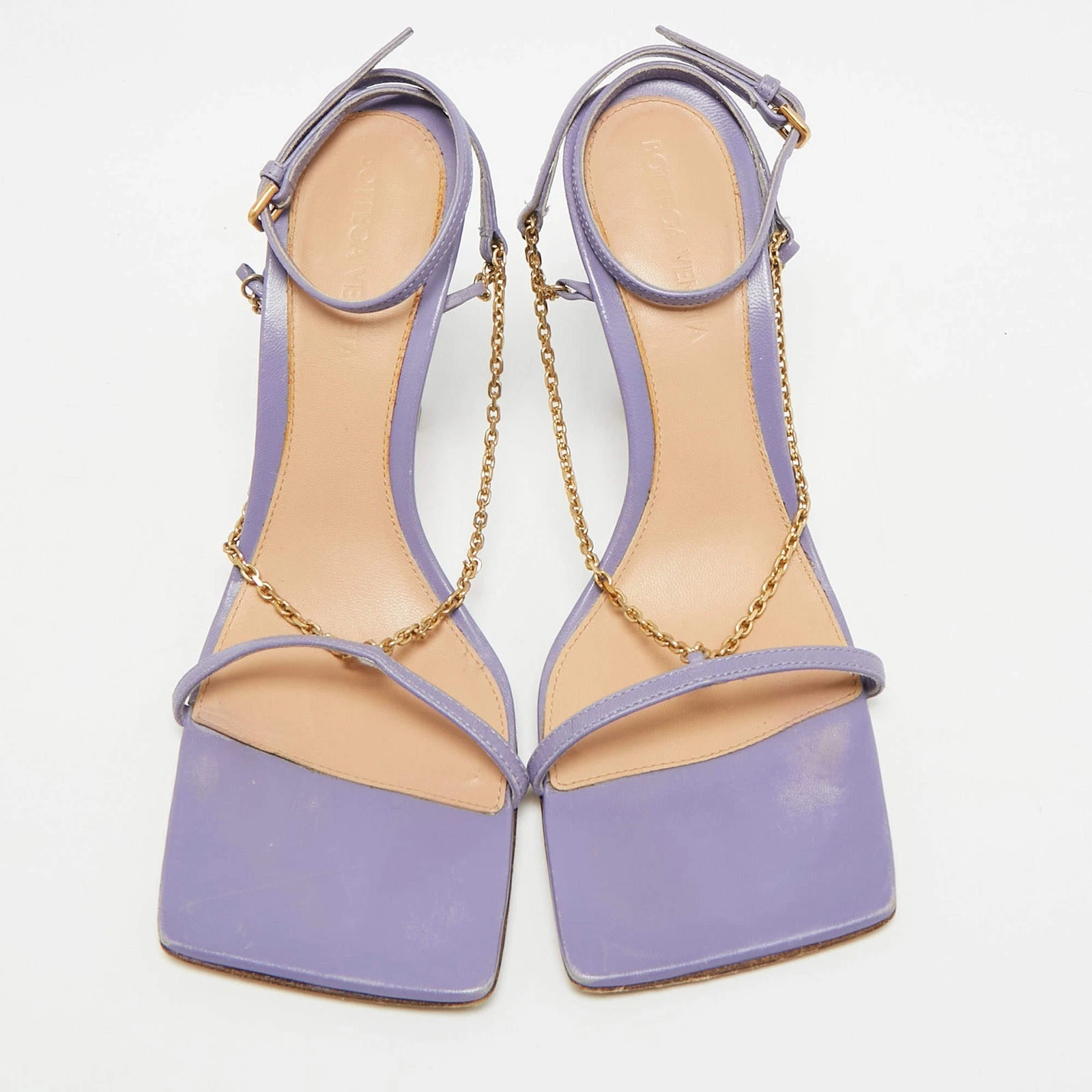 Bottega Veneta Stretch Size 36 Purple Leather Chain Stretch Ankle Strap Sandals thumbnail 2