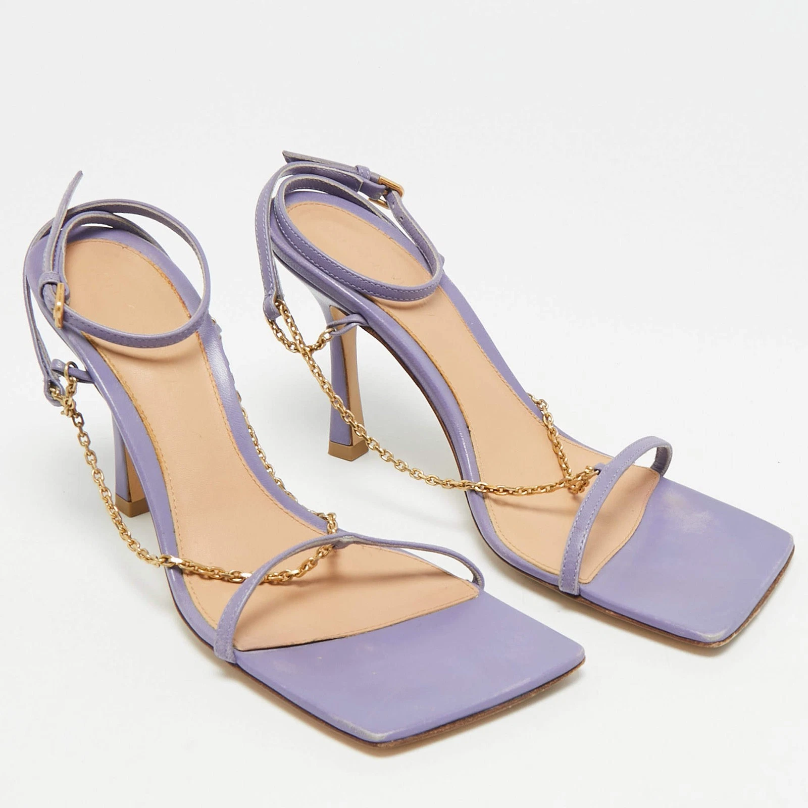 Bottega Veneta Stretch Size 36 Purple Leather Chain Stretch Ankle Strap Sandals thumbnail 3