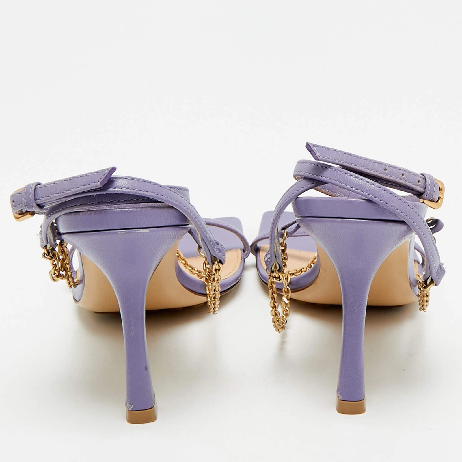 Bottega Veneta Stretch Size 36 Purple Leather Chain Stretch Ankle Strap Sandals thumbnail 4