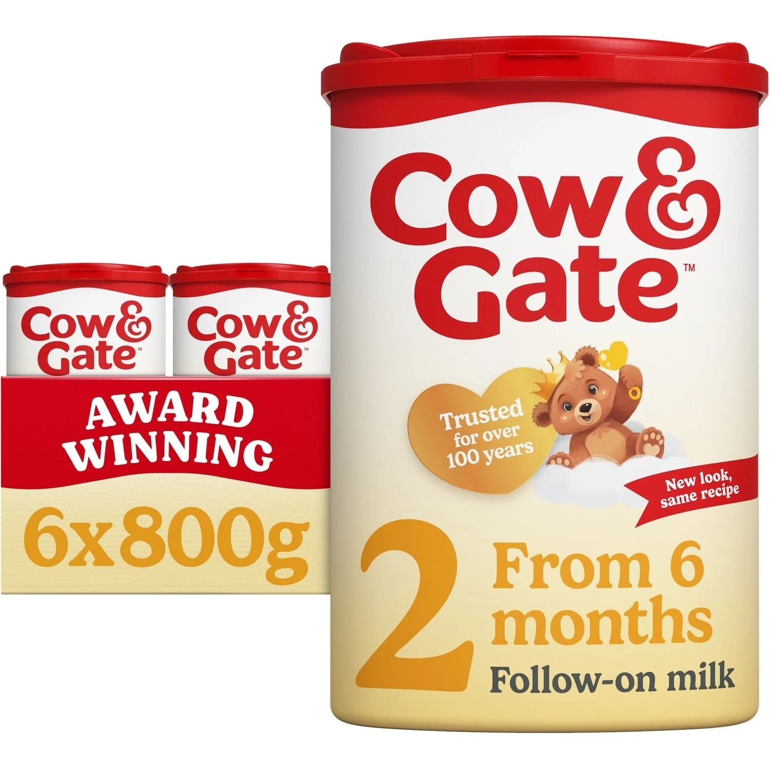 6 x 800g Cow & Gate Follow-On Milk Suitable From 6+ Months