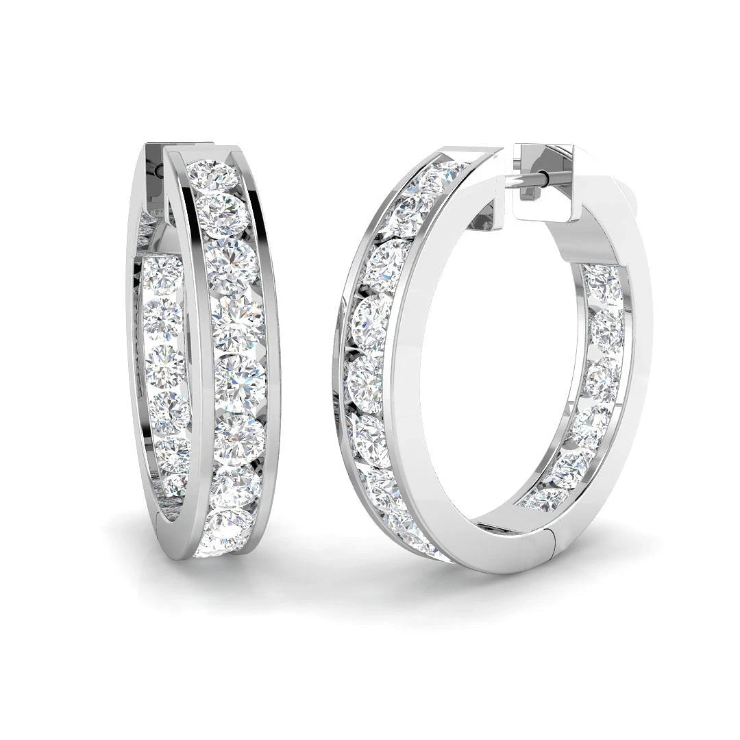 3 Carat D-E/VS Lab Grown Diamond Hoops Earring 9k White Gold Ready To Ship thumbnail 2