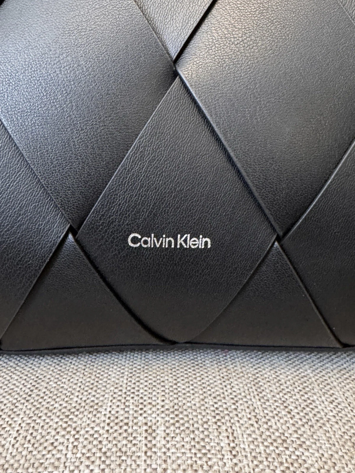 Calvin Klein CK Woven Medium Shopper Tote Bag Black Magnetic, Dust Bag thumbnail 3