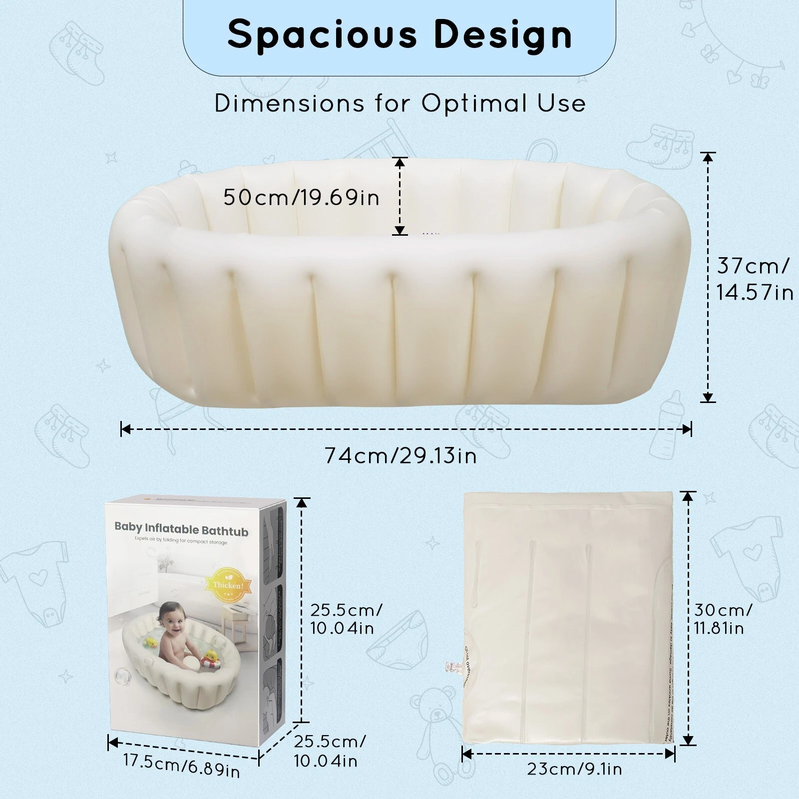 Baby Bath Tub Baby Bath Essentials for Newborn Portable Travel Inflatable Bath